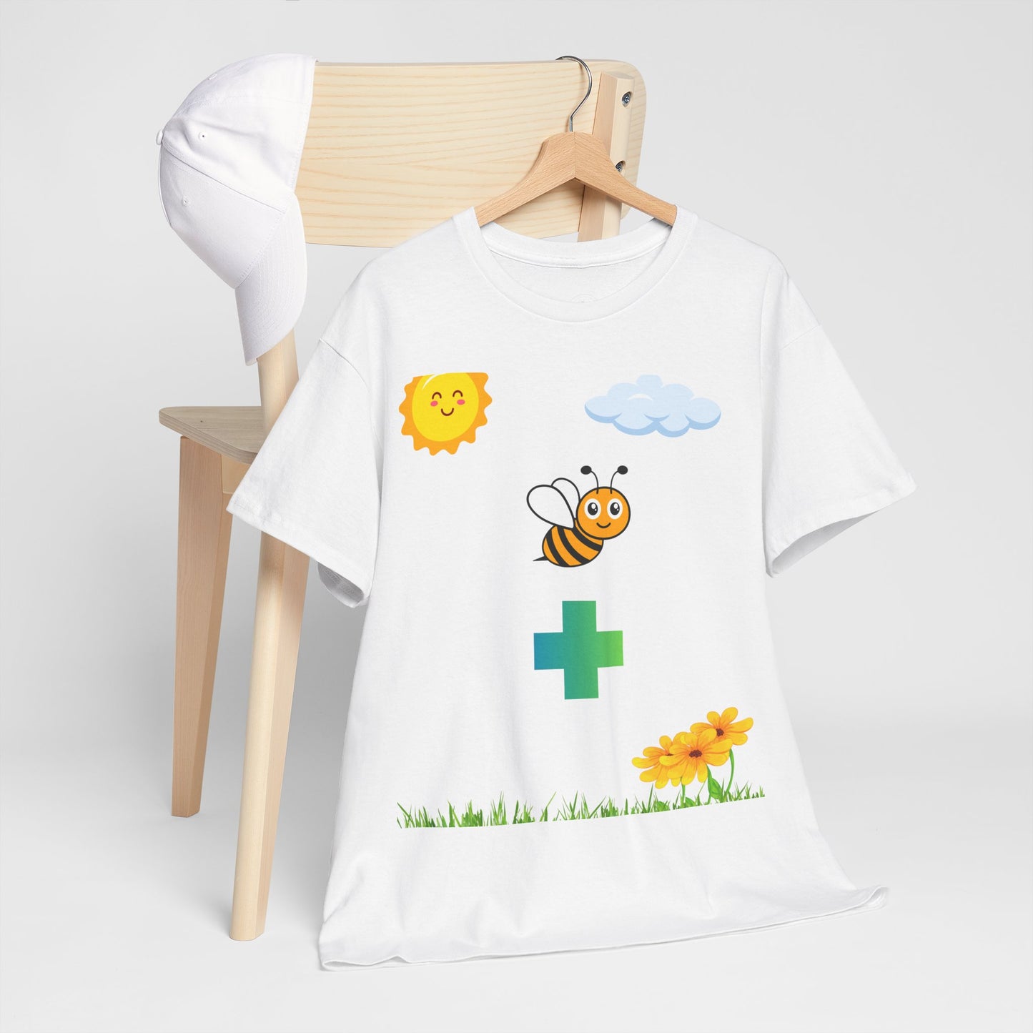 Cute be positive t-shirt. bee plus t-shirt