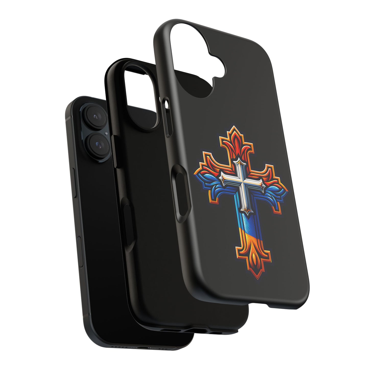 iPhone 16 iPhone 16 Pro iPhone 16 Pro Max iPhone 15 iPhone 15 Pro iPhone 15 Pro Max Armenian Cross phone case black, Christian phone case