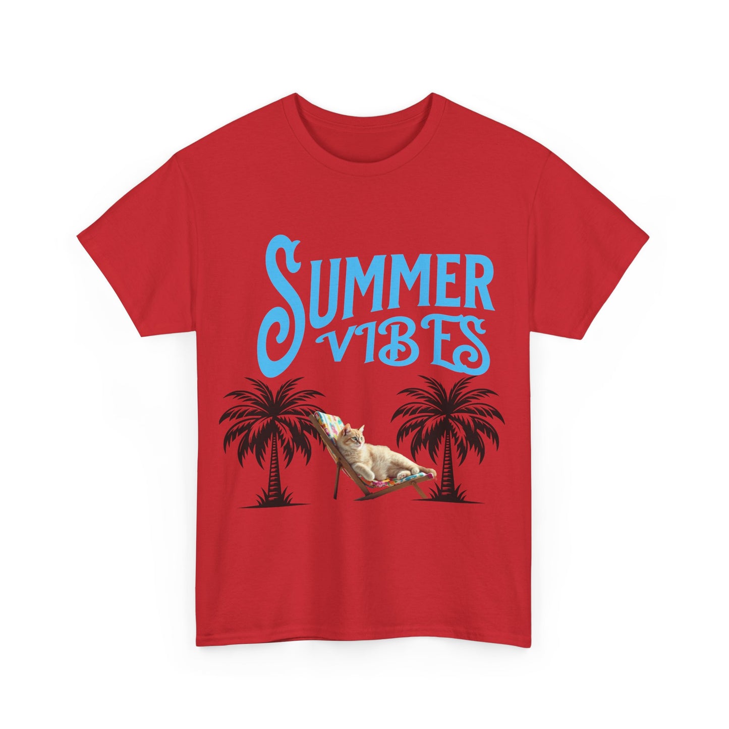 Cat lovers shirt Summer Vibes Tee, Beach Shirt, Vacation Apparel, Tropical T-Shirt, Casual Wear, Gift for Friends