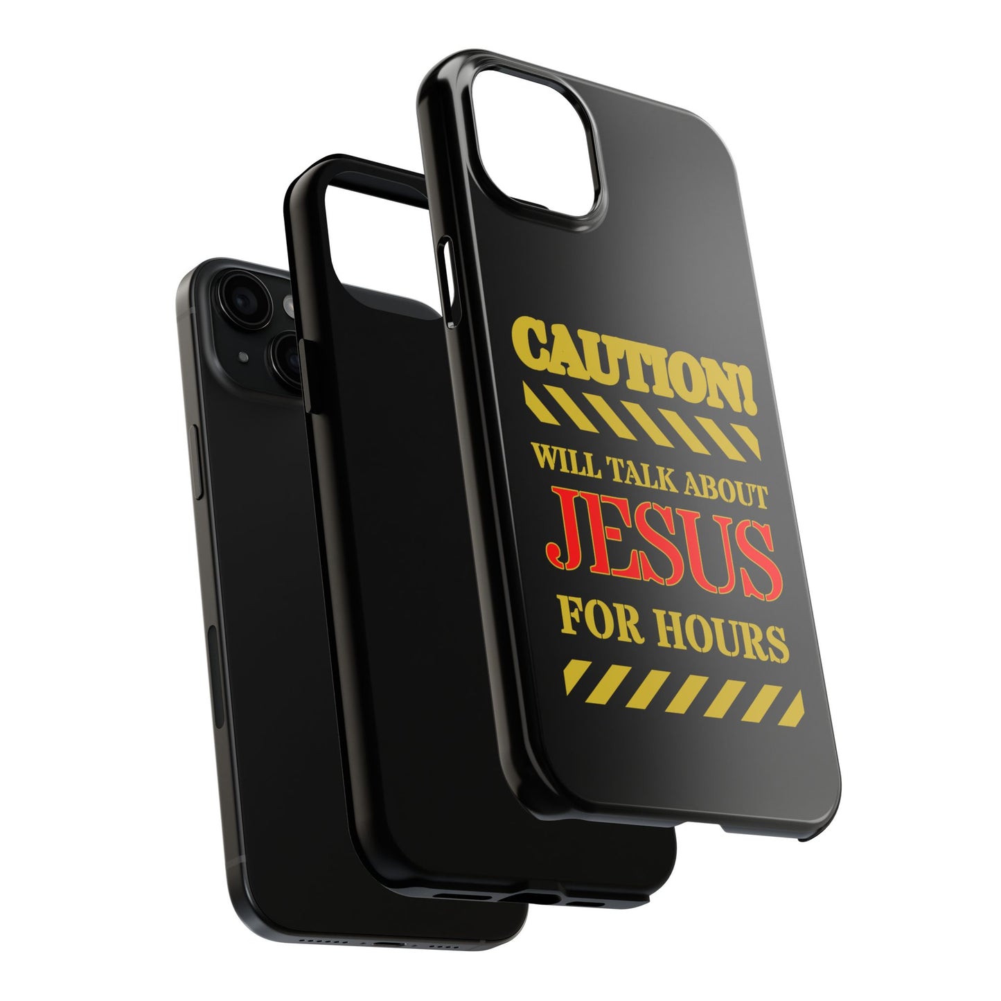 Caution Will Talk About Jesus for Hours iPhone compatible black Phone Case | Christian Phone Case