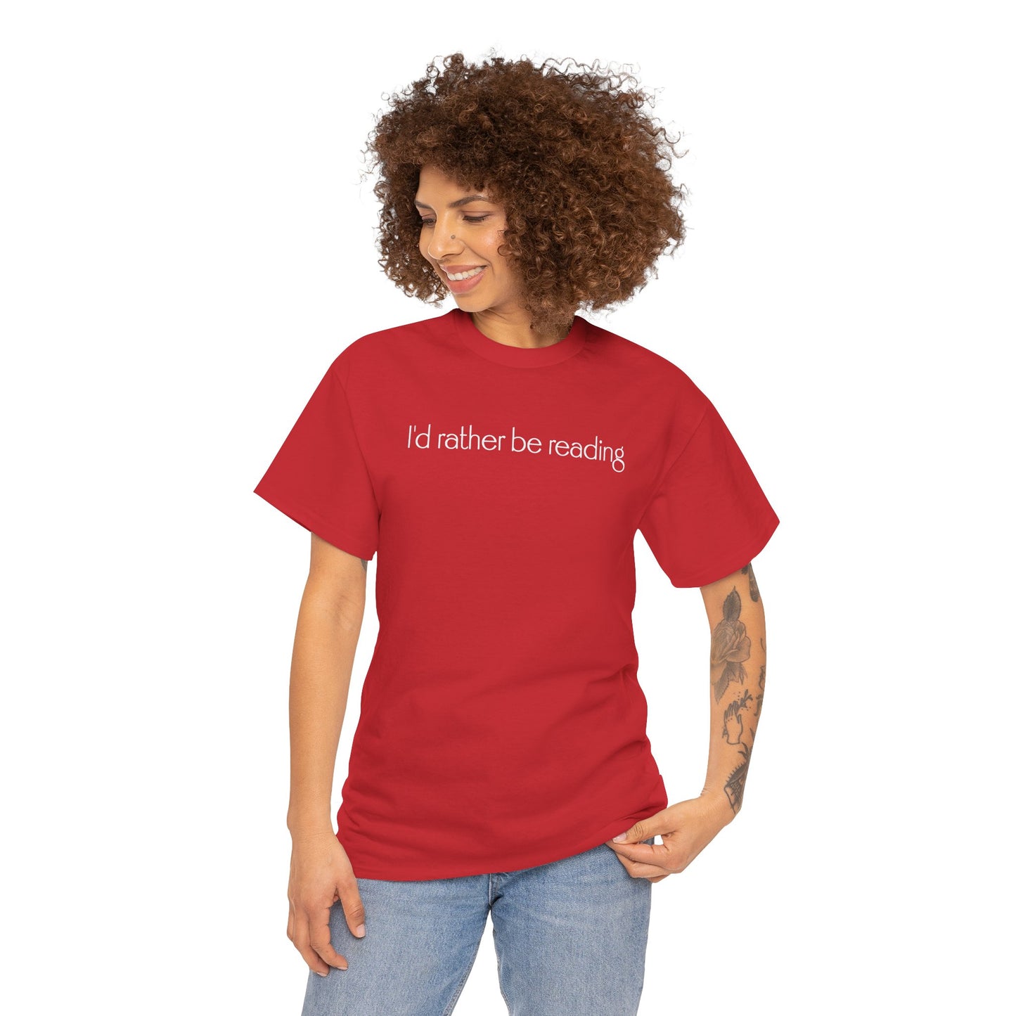 I'd Rather Be Reading Unisex Heavy Cotton Tee - Perfect for Book Lovers, Cozy Vibes, Gift for Readers, Literary Enthusiasts, Casual Wear