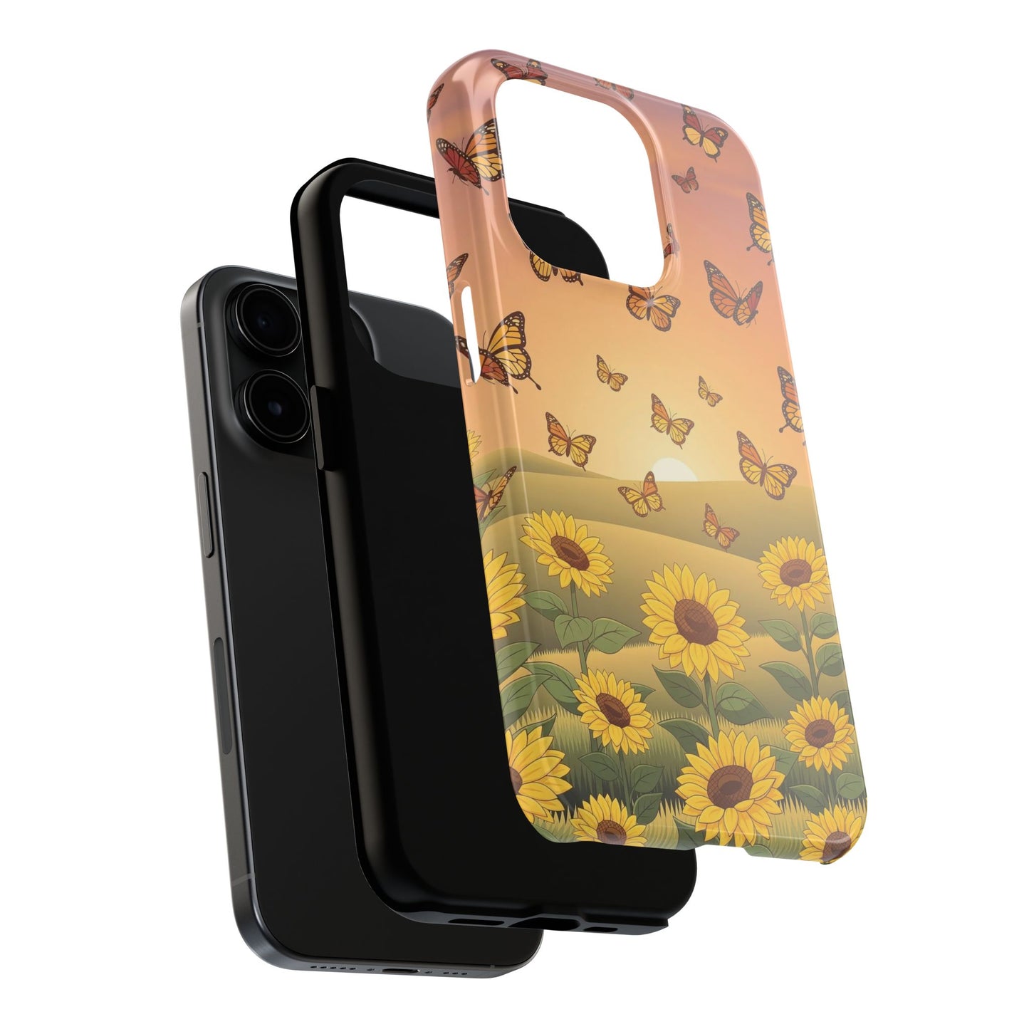 Sunflower Field Butterflies iphone compatible Phone Case | Tough Phone Case