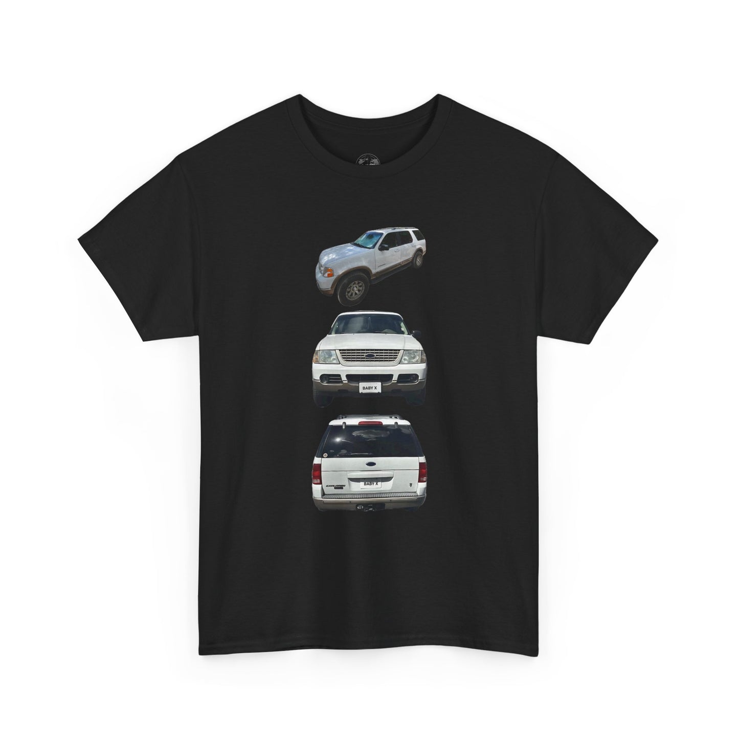 White Ford SUV Trio T-Shirt – Front, Side & Rear View Car Tee for Auto Enthusiasts