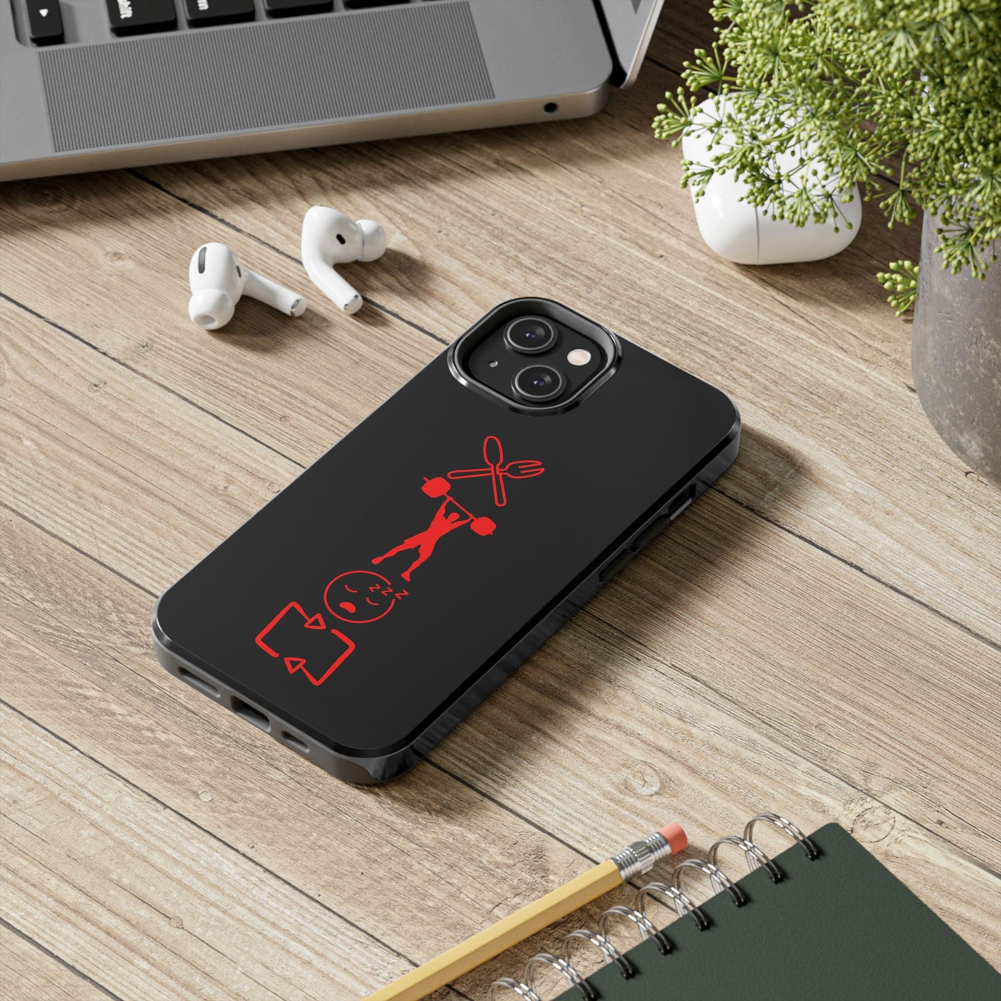 Eat Lift Sleep Repeat Black iPhone compatible phone case Fitness Phone Case | Weightlifting phone case Bodybuilding phone case