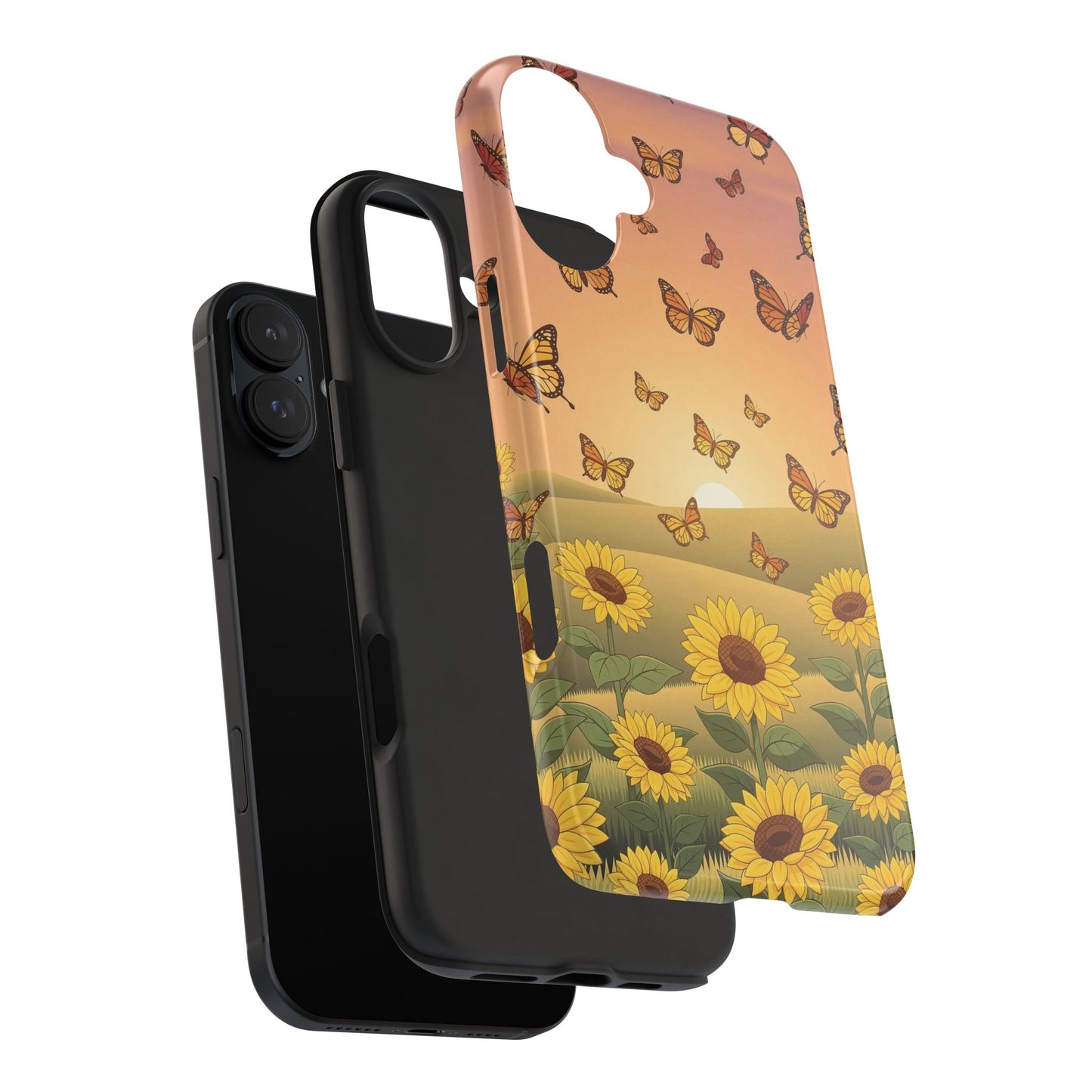 Sunflower Field Butterflies iphone compatible Phone Case | Tough Phone Case