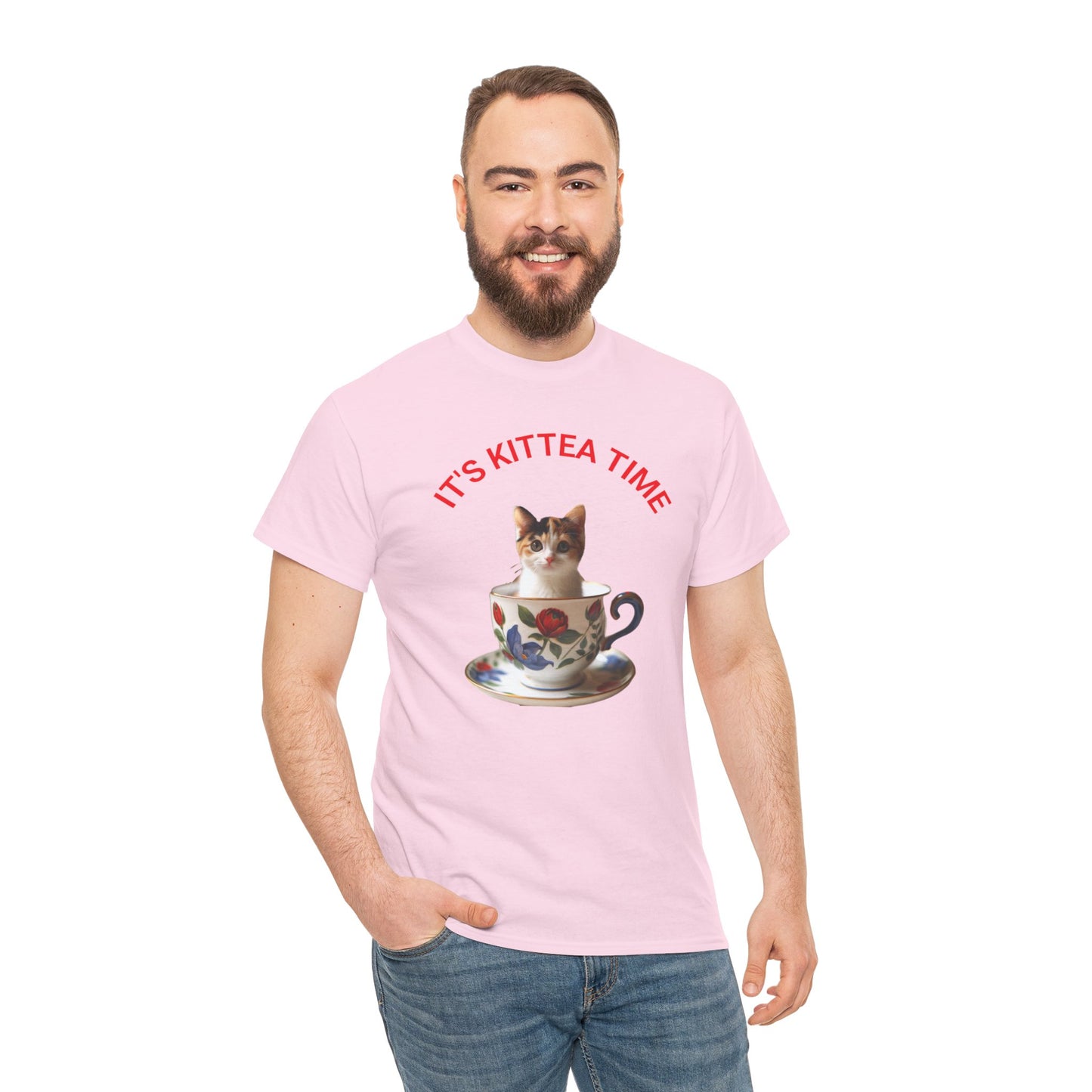 Funny Cat Lover Tee, It's Kittea Time Shirt, Unisex Cotton T-Shirt, Gift for Pet Owners, Animal Lover Apparel, Casual Wear
