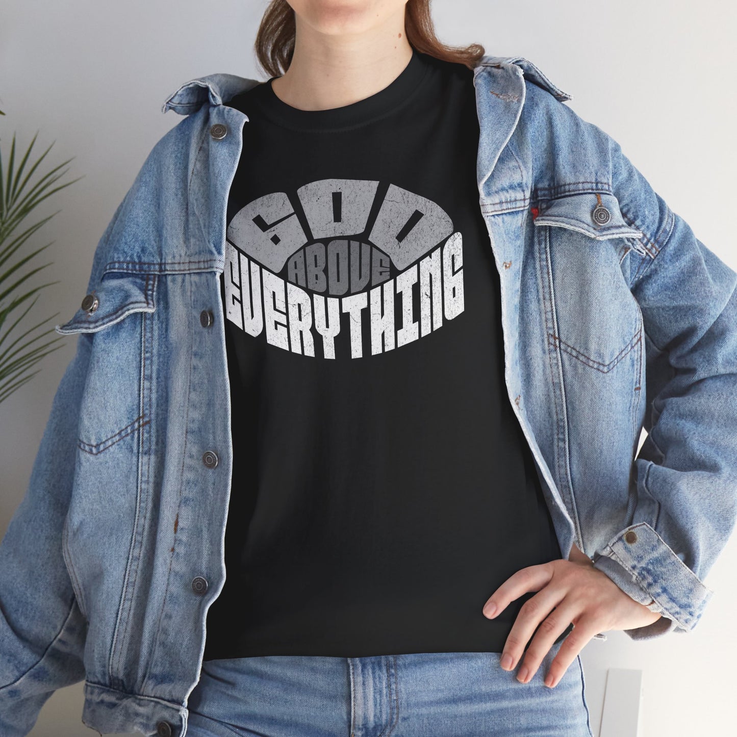 God Above Everything Unisex Heavy Cotton Tee, Faith-Based T-Shirt, Casual Wear, Gift for Believers, Christian Apparel