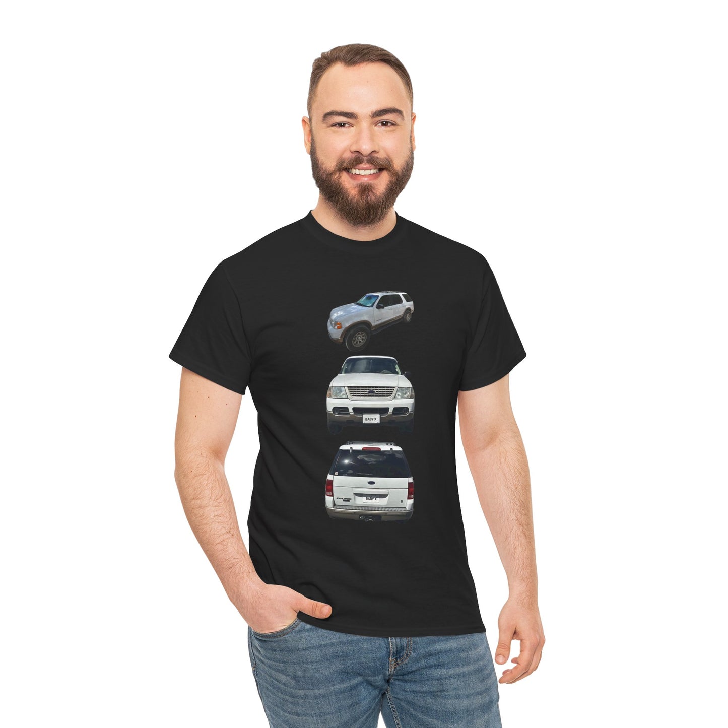 White Ford SUV Trio T-Shirt – Front, Side & Rear View Car Tee for Auto Enthusiasts