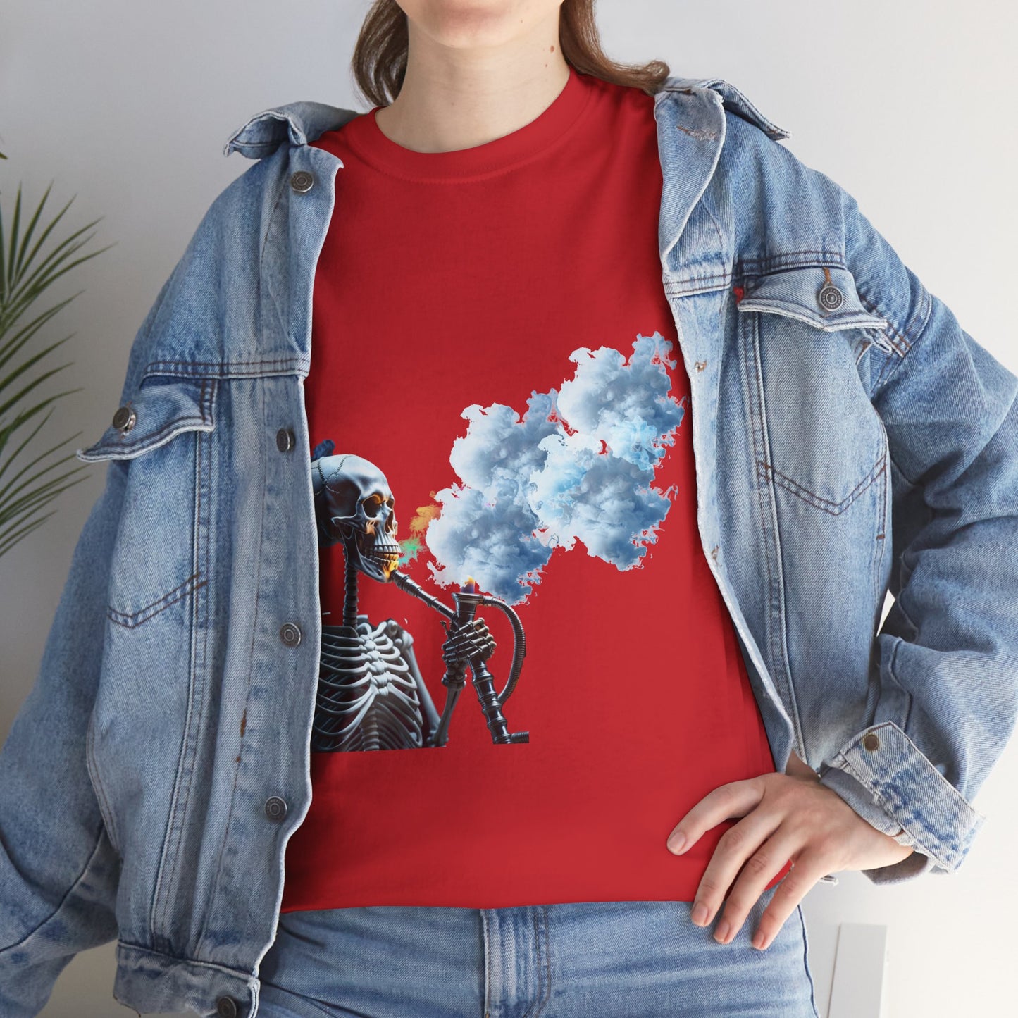 Skeleton smoking T-shirt, Chill Vibes Skeleton Tee Relaxed Graphic T-Shirt, Cool Summer Wear, Gift for Music Lovers, Casual Streetwear
