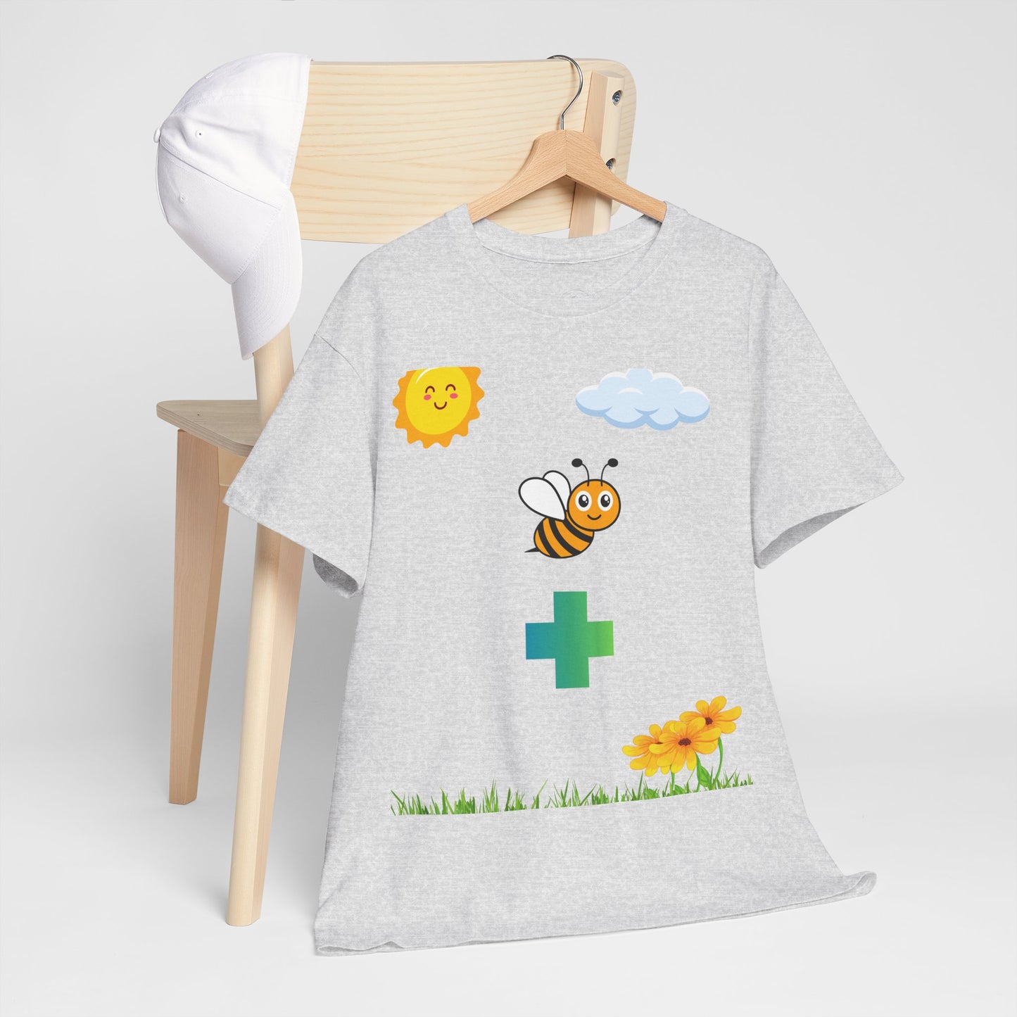 Cute be positive t-shirt. bee plus t-shirt
