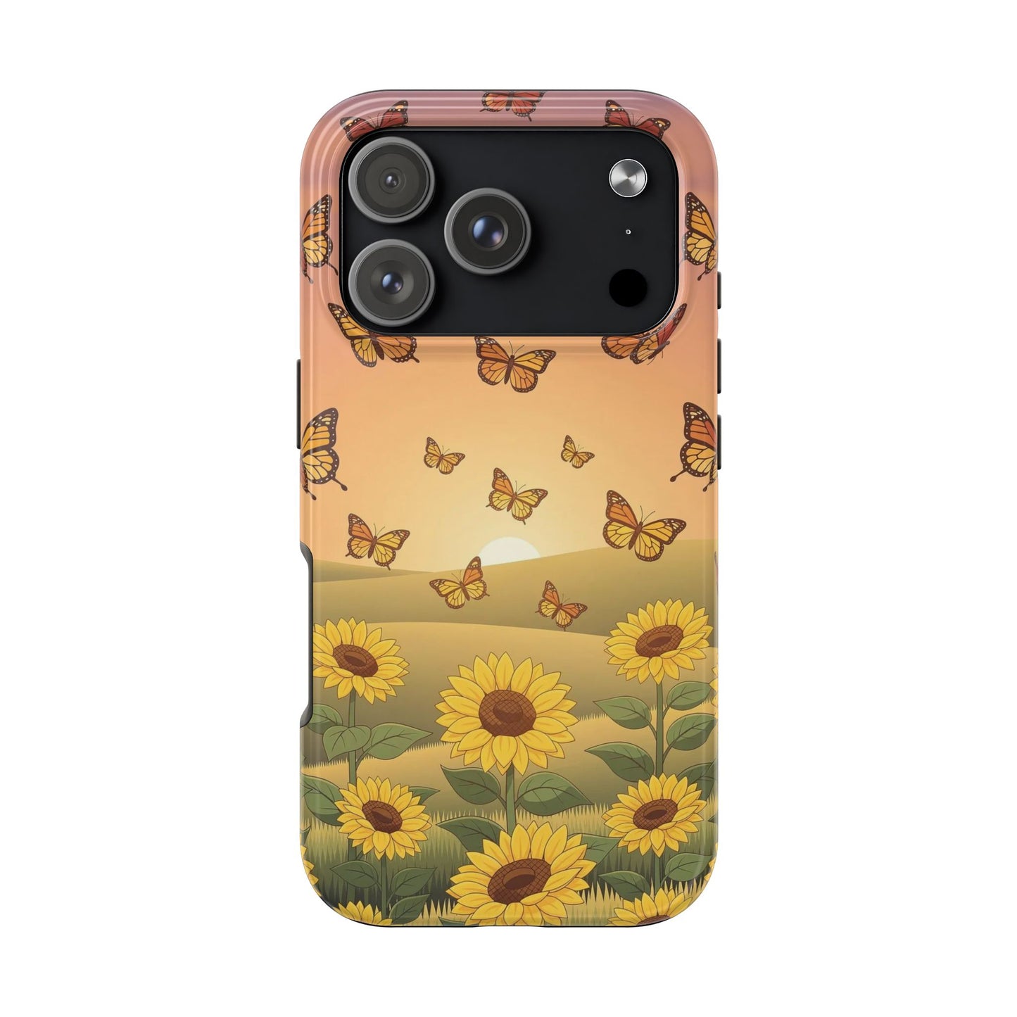 Sunflower Field Butterflies iphone compatible Phone Case | Tough Phone Case