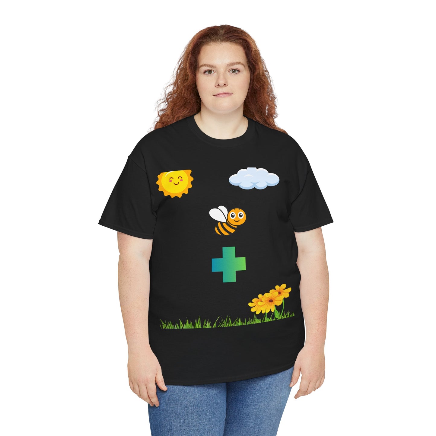 Cute be positive t-shirt. bee plus t-shirt
