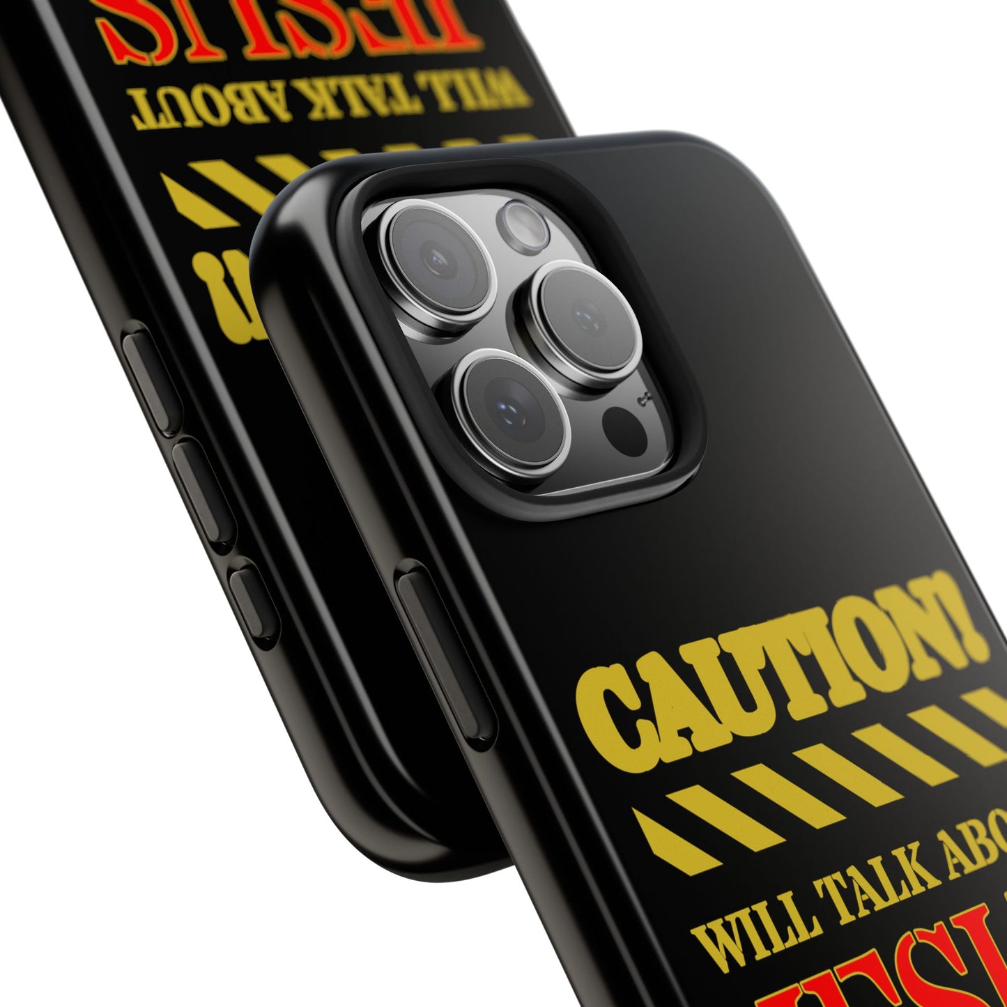 Caution Will Talk About Jesus for Hours iPhone compatible black Phone Case | Christian Phone Case