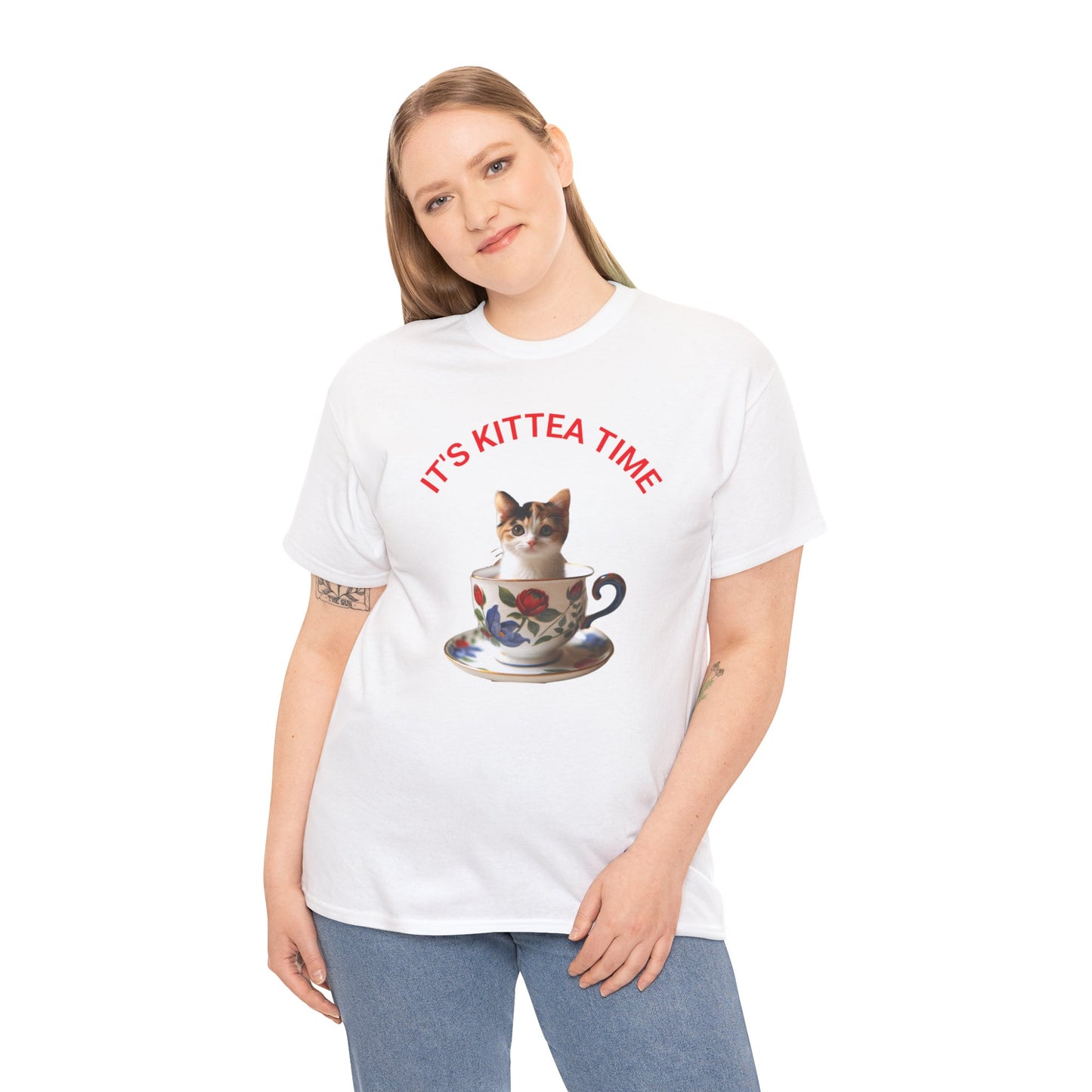 Funny Cat Lover Tee, It's Kittea Time Shirt, Unisex Cotton T-Shirt, Gift for Pet Owners, Animal Lover Apparel, Casual Wear