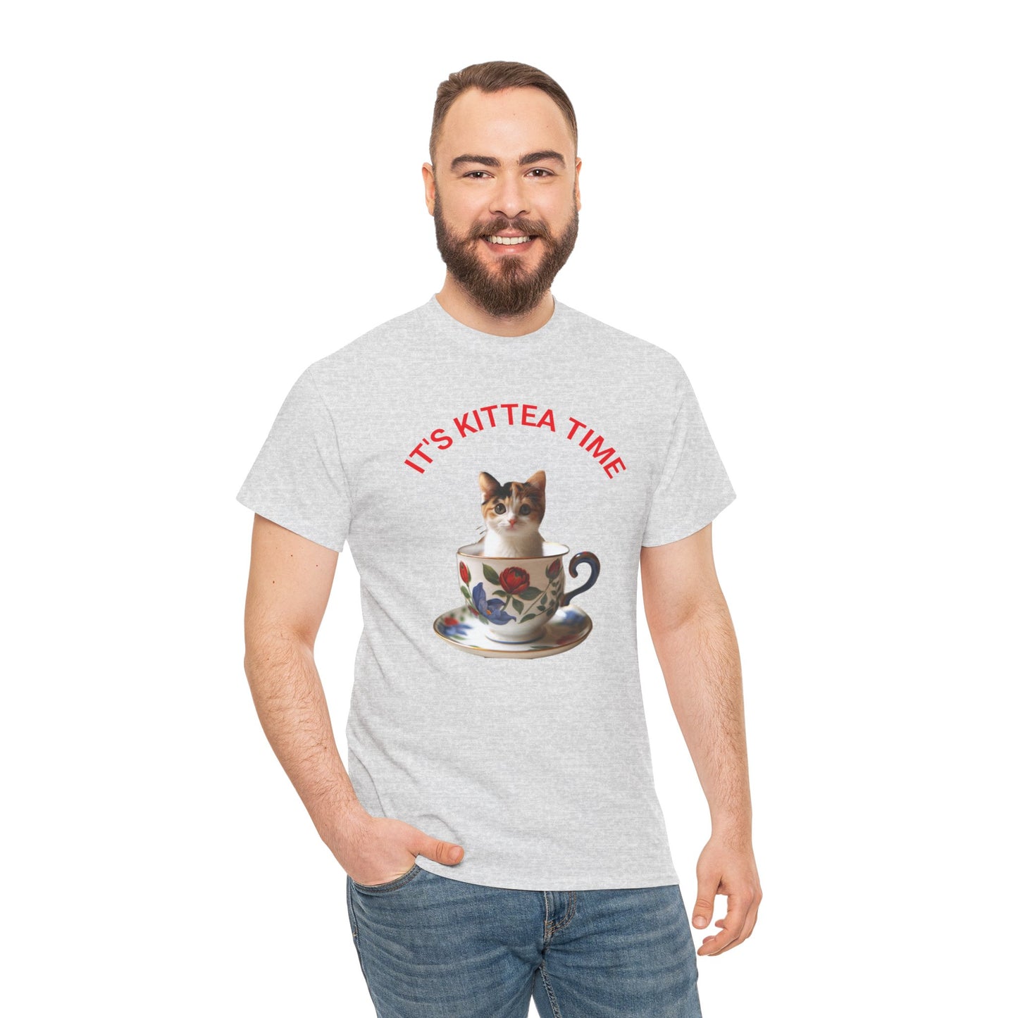 Funny Cat Lover Tee, It's Kittea Time Shirt, Unisex Cotton T-Shirt, Gift for Pet Owners, Animal Lover Apparel, Casual Wear