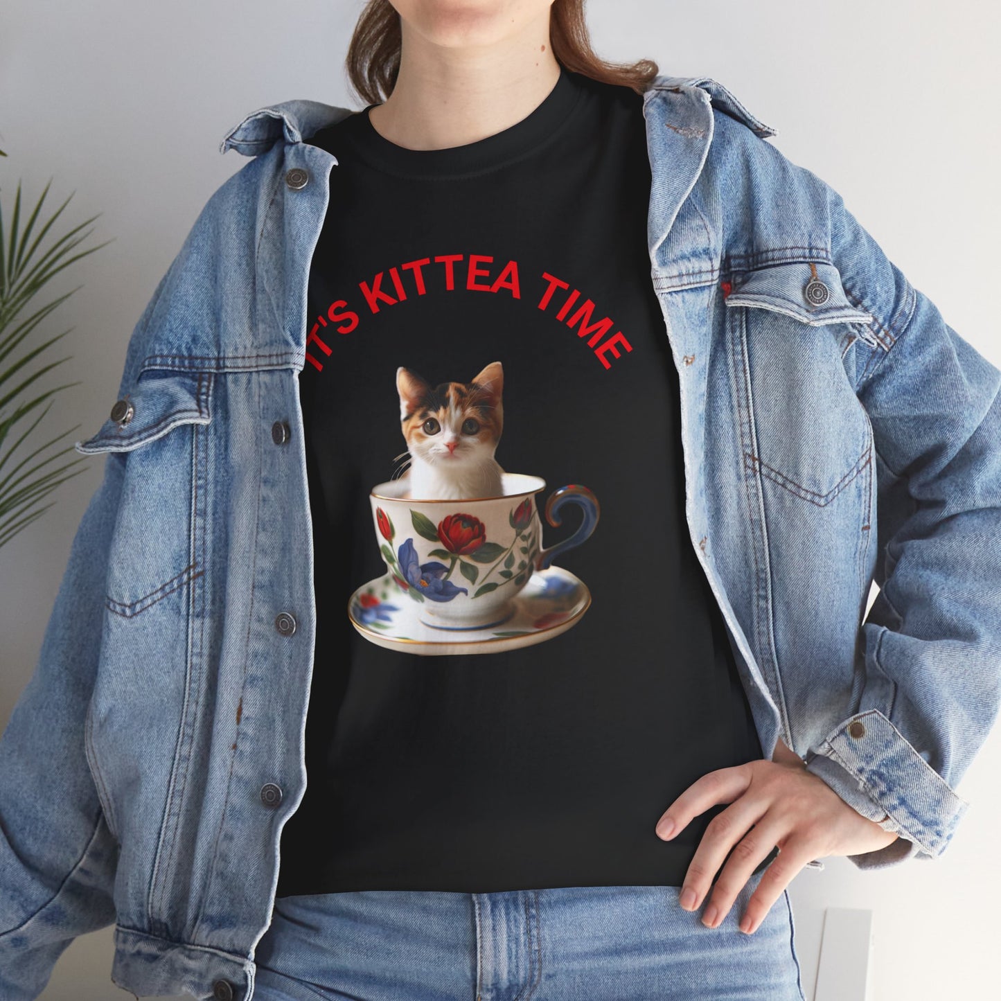 Funny Cat Lover Tee, It's Kittea Time Shirt, Unisex Cotton T-Shirt, Gift for Pet Owners, Animal Lover Apparel, Casual Wear