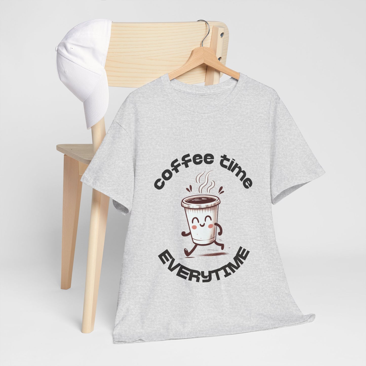 Coffee time anytime T-shirt, Unisex Cotton Shirt, Cute Coffee Lover Gift, Casual Outfit, Daily Reminder T-Shirt