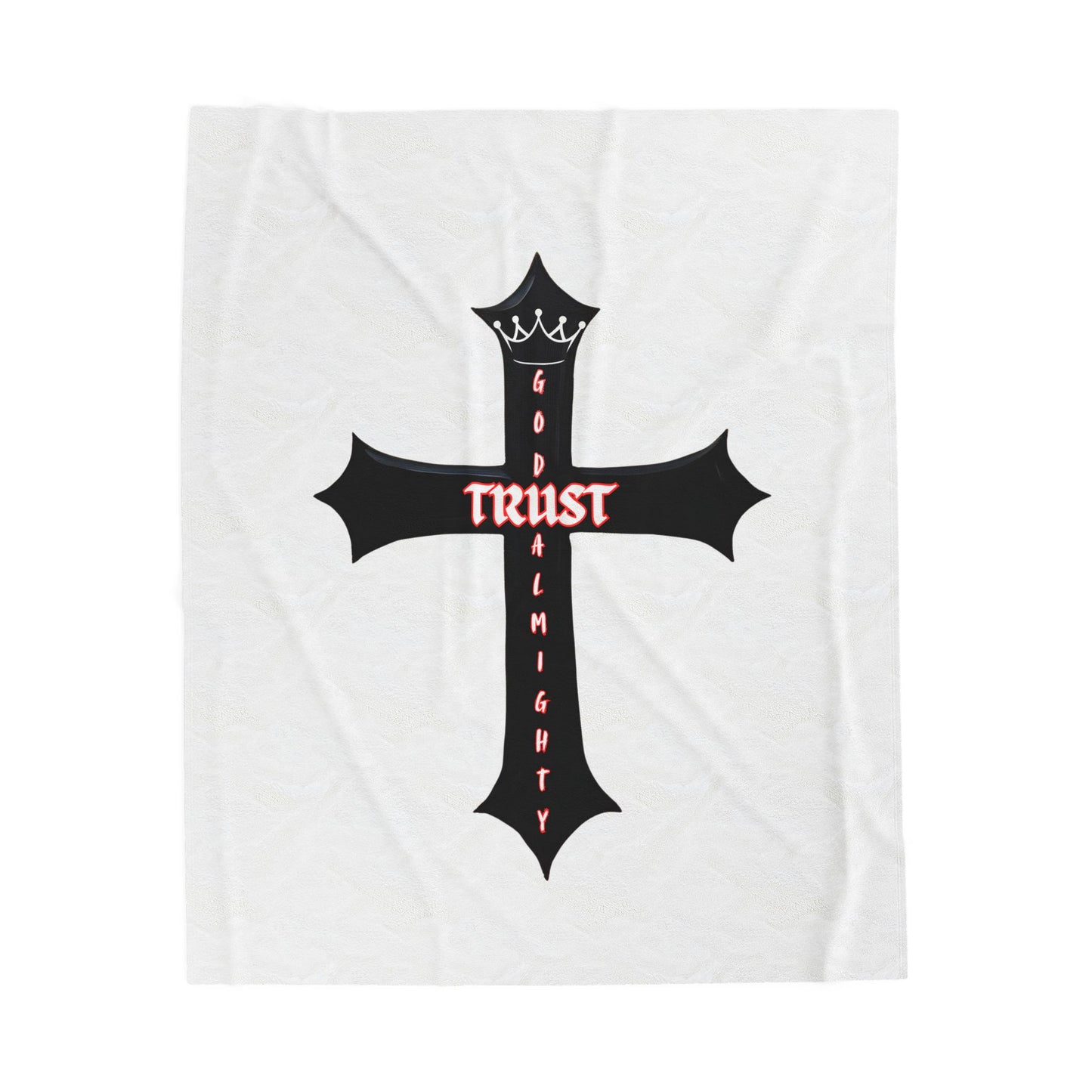 Soft Fleece Blanket, Christian Home Decor, Gift for Faith Lovers, Trust God Blanket, Christian cross blanket