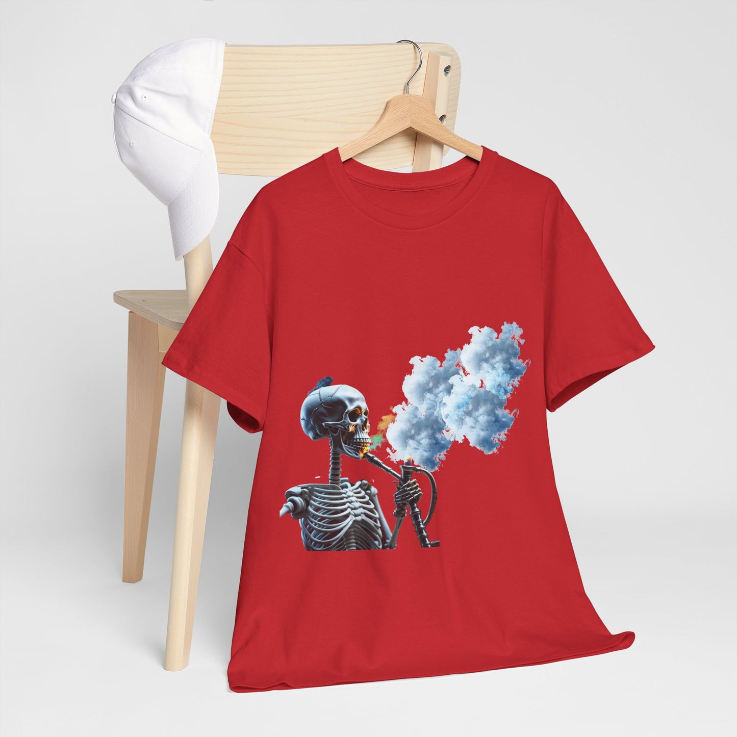 Skeleton smoking T-shirt, Chill Vibes Skeleton Tee Relaxed Graphic T-Shirt, Cool Summer Wear, Gift for Music Lovers, Casual Streetwear