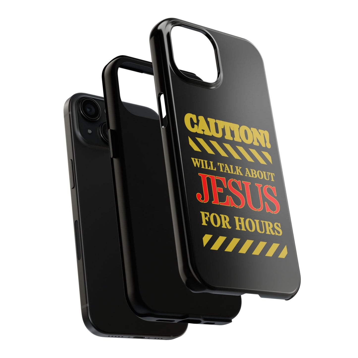 Caution Will Talk About Jesus for Hours iPhone compatible black Phone Case | Christian Phone Case