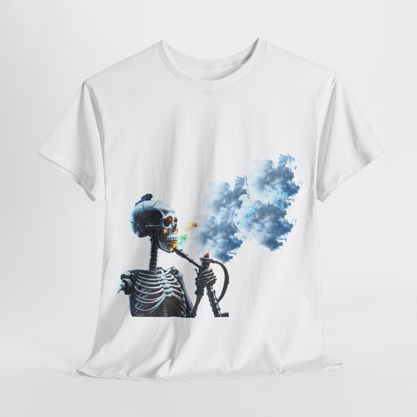 Skeleton smoking T-shirt, Chill Vibes Skeleton Tee Relaxed Graphic T-Shirt, Cool Summer Wear, Gift for Music Lovers, Casual Streetwear