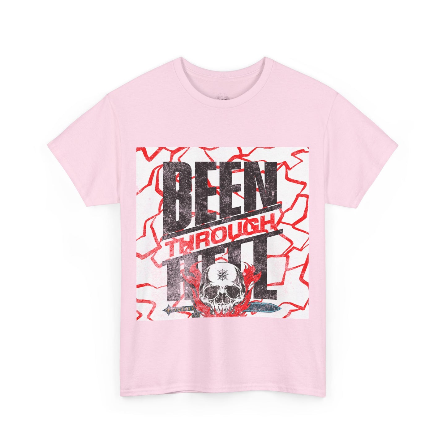Been Through Hell t-shirt- Unisex Heavy Cotton Tee for Casual Wear, Music Festivals, Skateboarding, Rock t-shirt, Great Gift
