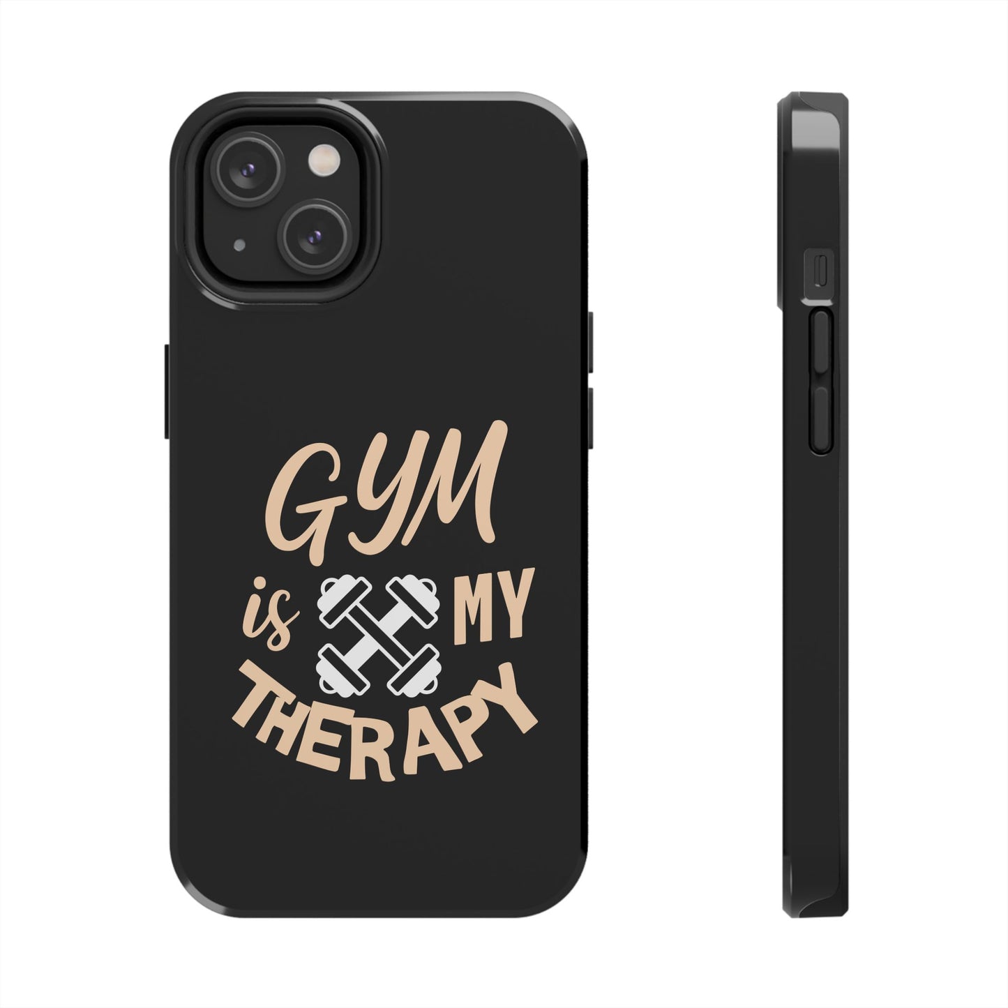 Gym Is My Therapy iPhone Phone Case | Fitness Dumbbell Workout Motivational iphone compatibie
