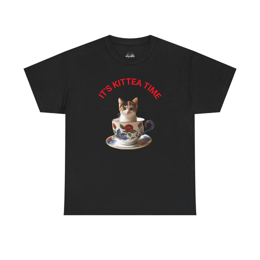 Funny Cat Lover Tee, It's Kittea Time Shirt, Unisex Cotton T-Shirt, Gift for Pet Owners, Animal Lover Apparel, Casual Wear