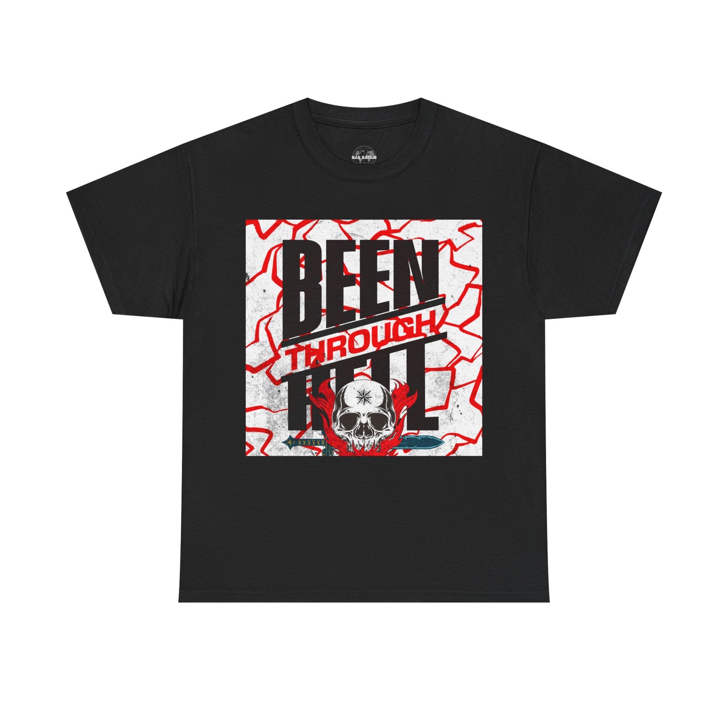 Been Through Hell t-shirt- Unisex Heavy Cotton Tee for Casual Wear, Music Festivals, Skateboarding, Rock t-shirt, Great Gift