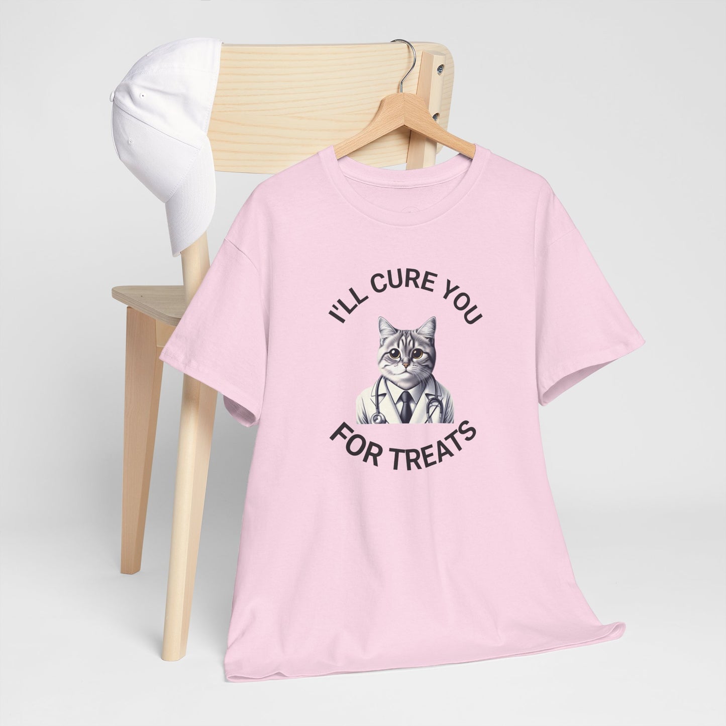 Cat Doctor Unisex Heavy Cotton Tee, Funny Cat Shirt for Pet Lovers, Gift for Vet Assistants, Casual Wear, Animal Lover's Tee