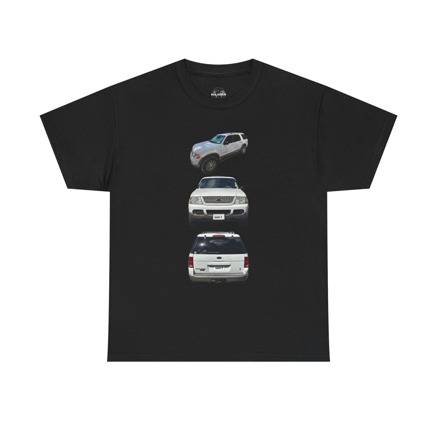 White Ford SUV Trio T-Shirt – Front, Side & Rear View Car Tee for Auto Enthusiasts