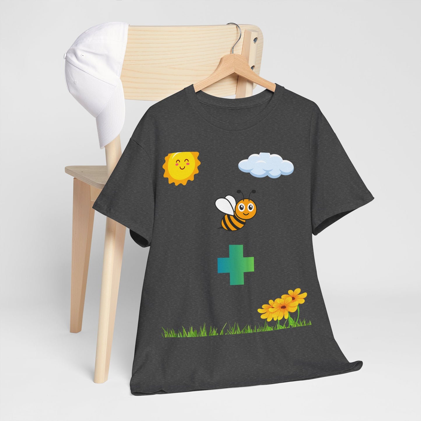 Cute be positive t-shirt. bee plus t-shirt