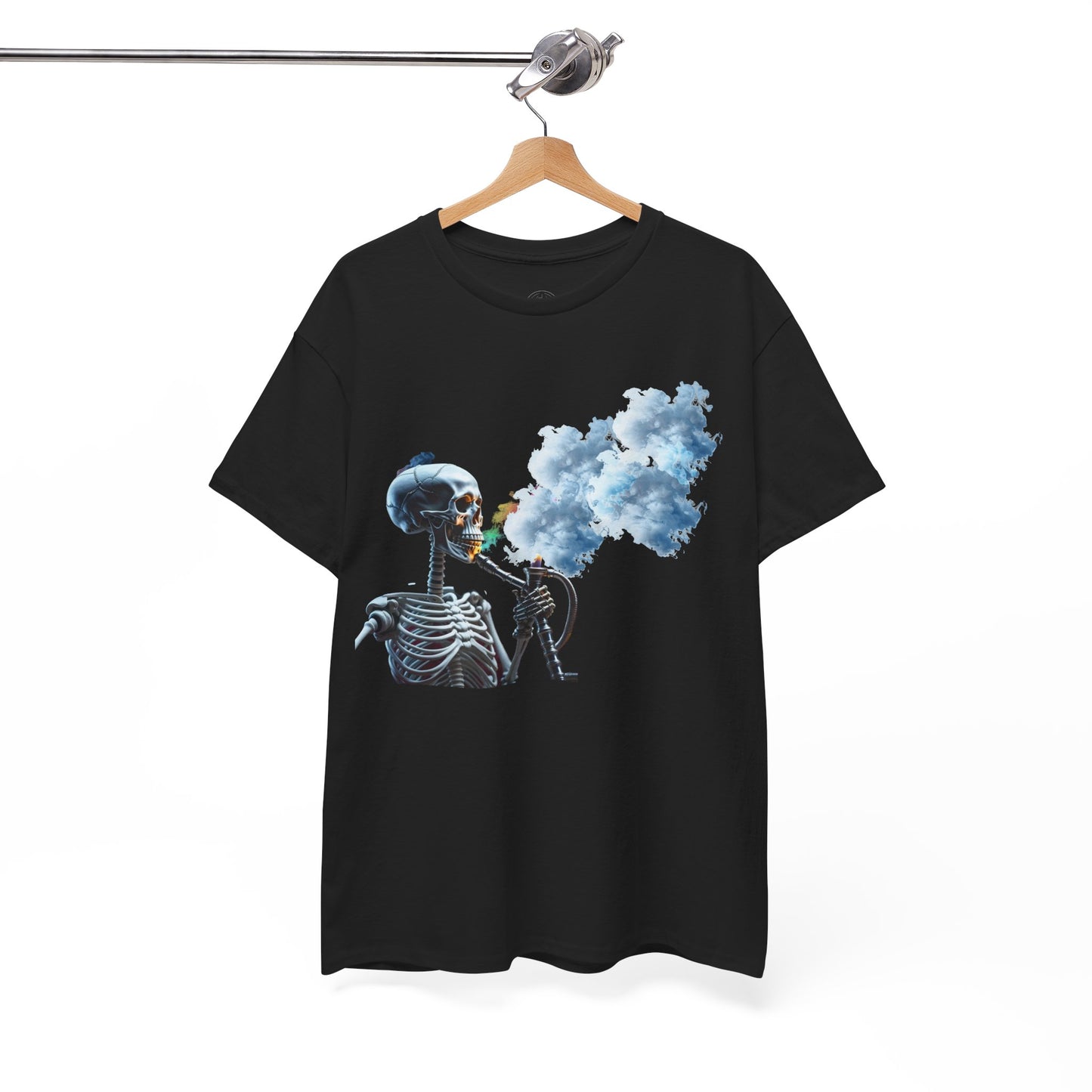 Skeleton smoking T-shirt, Chill Vibes Skeleton Tee Relaxed Graphic T-Shirt, Cool Summer Wear, Gift for Music Lovers, Casual Streetwear