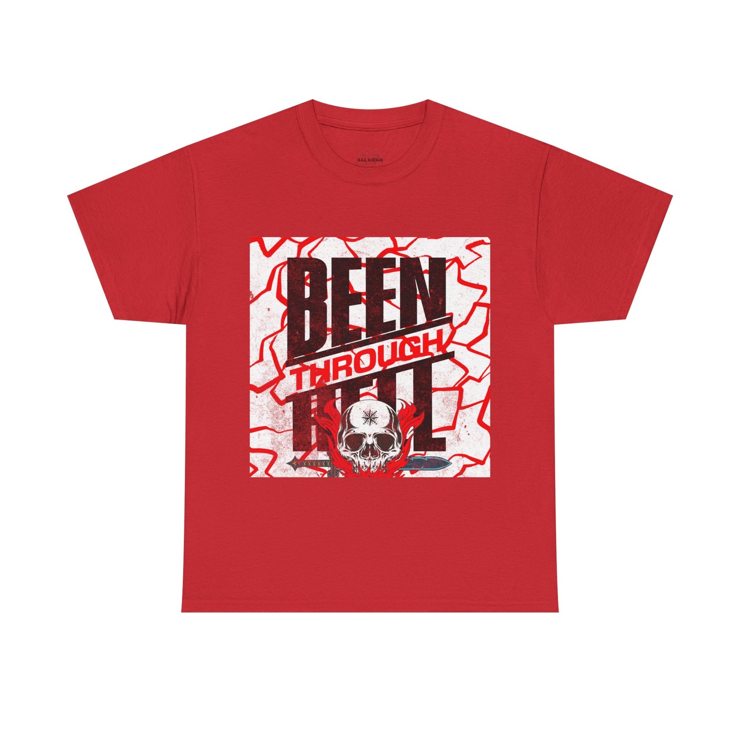 Been Through Hell t-shirt- Unisex Heavy Cotton Tee for Casual Wear, Music Festivals, Skateboarding, Rock t-shirt, Great Gift