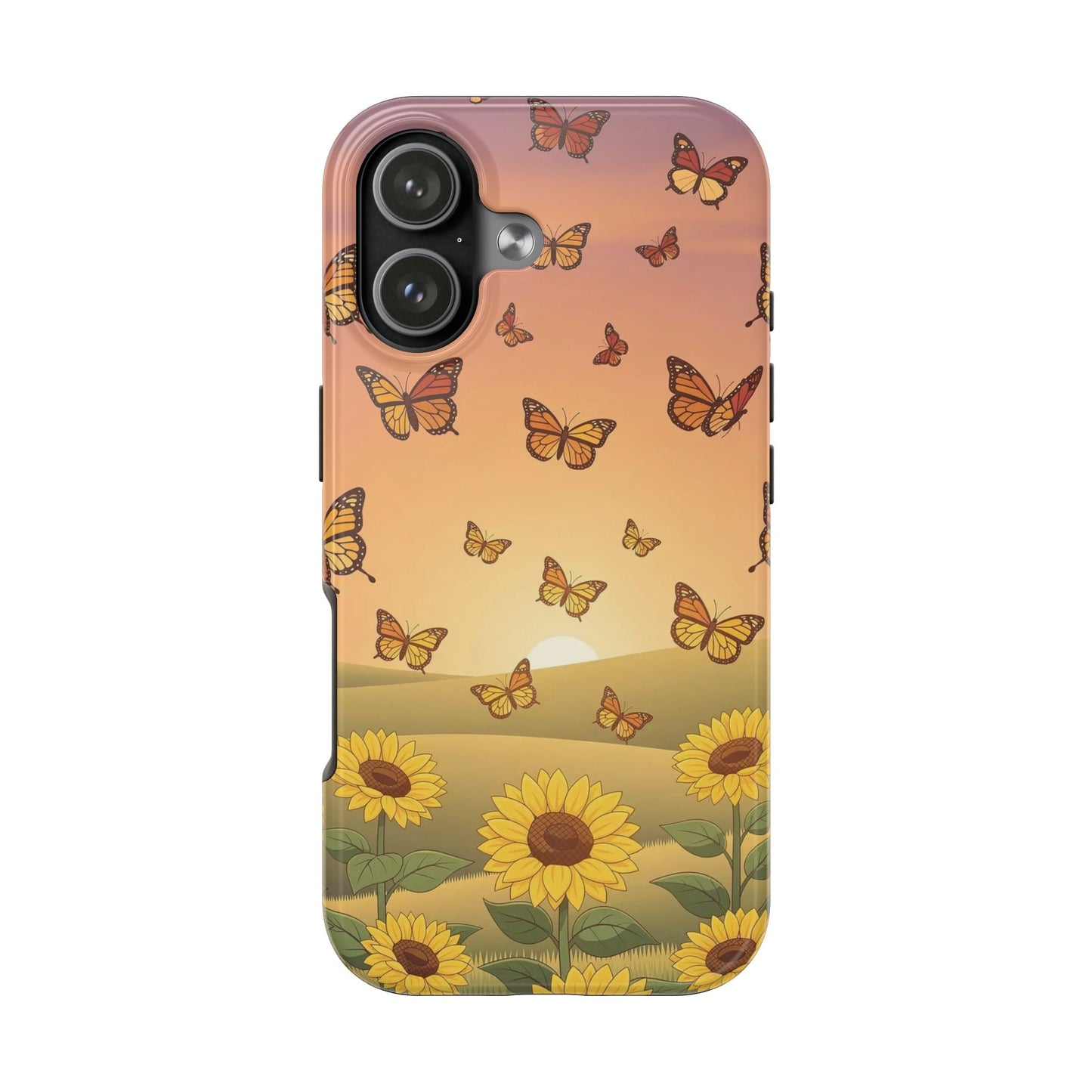 Sunflower Field Butterflies iphone compatible Phone Case | Tough Phone Case
