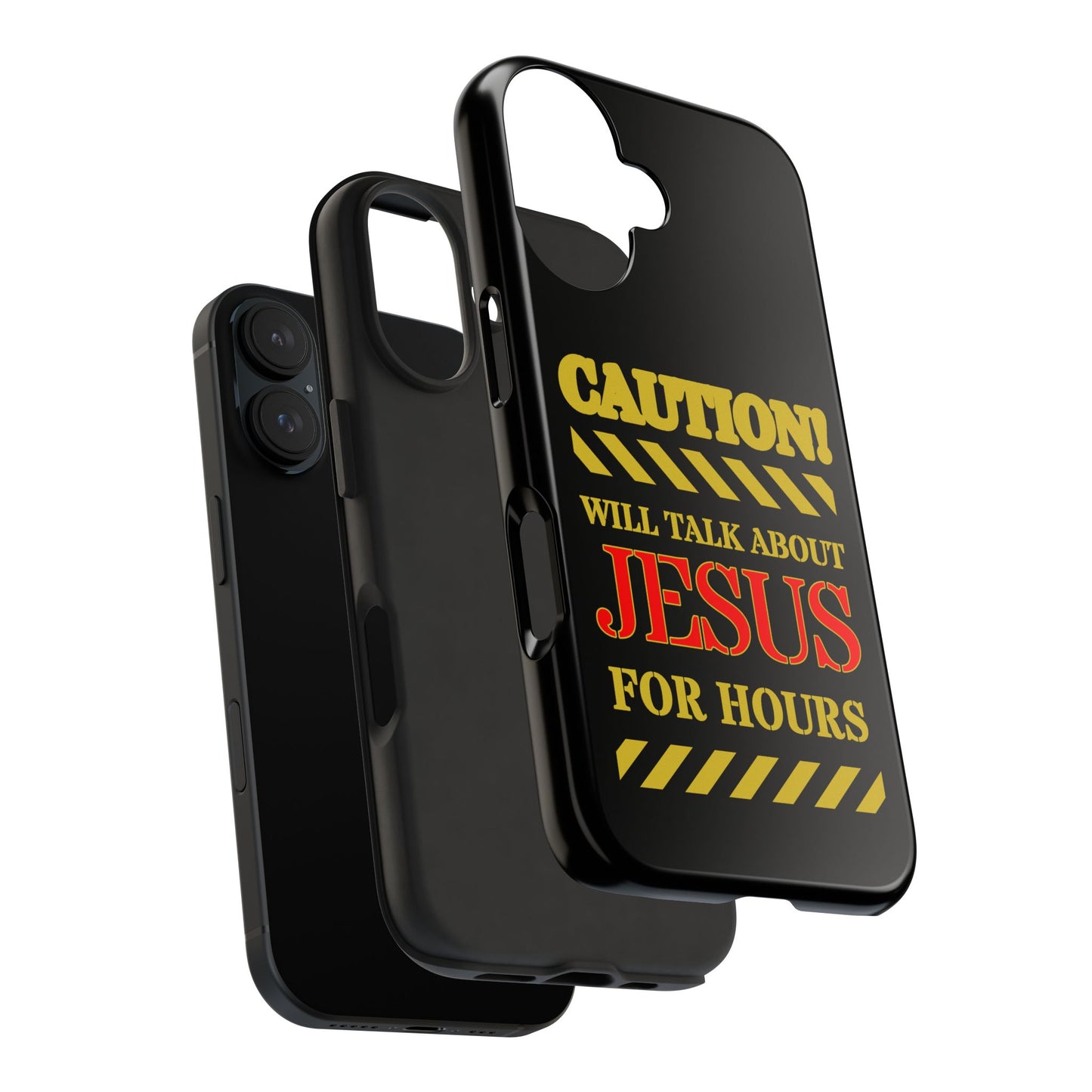 Caution Will Talk About Jesus for Hours iPhone compatible black Phone Case | Christian Phone Case