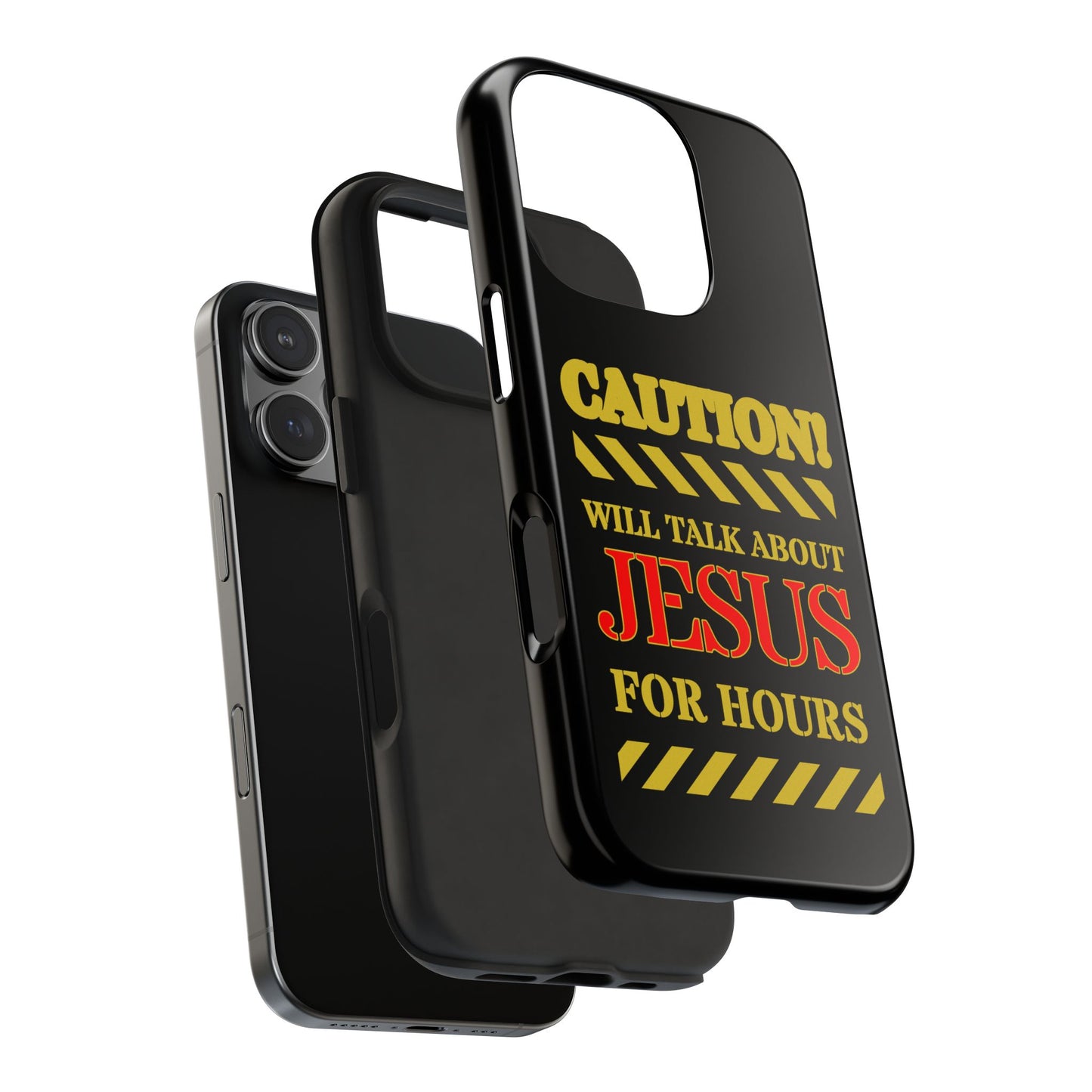 Caution Will Talk About Jesus for Hours iPhone compatible black Phone Case | Christian Phone Case