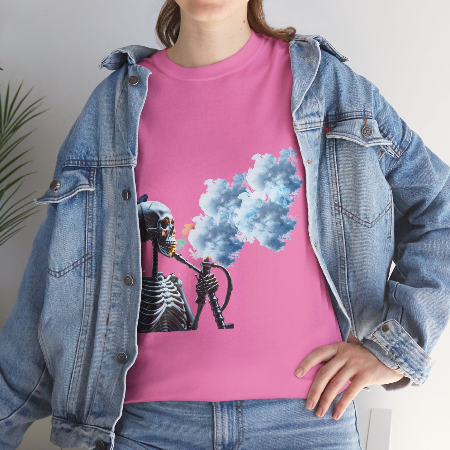Skeleton smoking T-shirt, Chill Vibes Skeleton Tee Relaxed Graphic T-Shirt, Cool Summer Wear, Gift for Music Lovers, Casual Streetwear