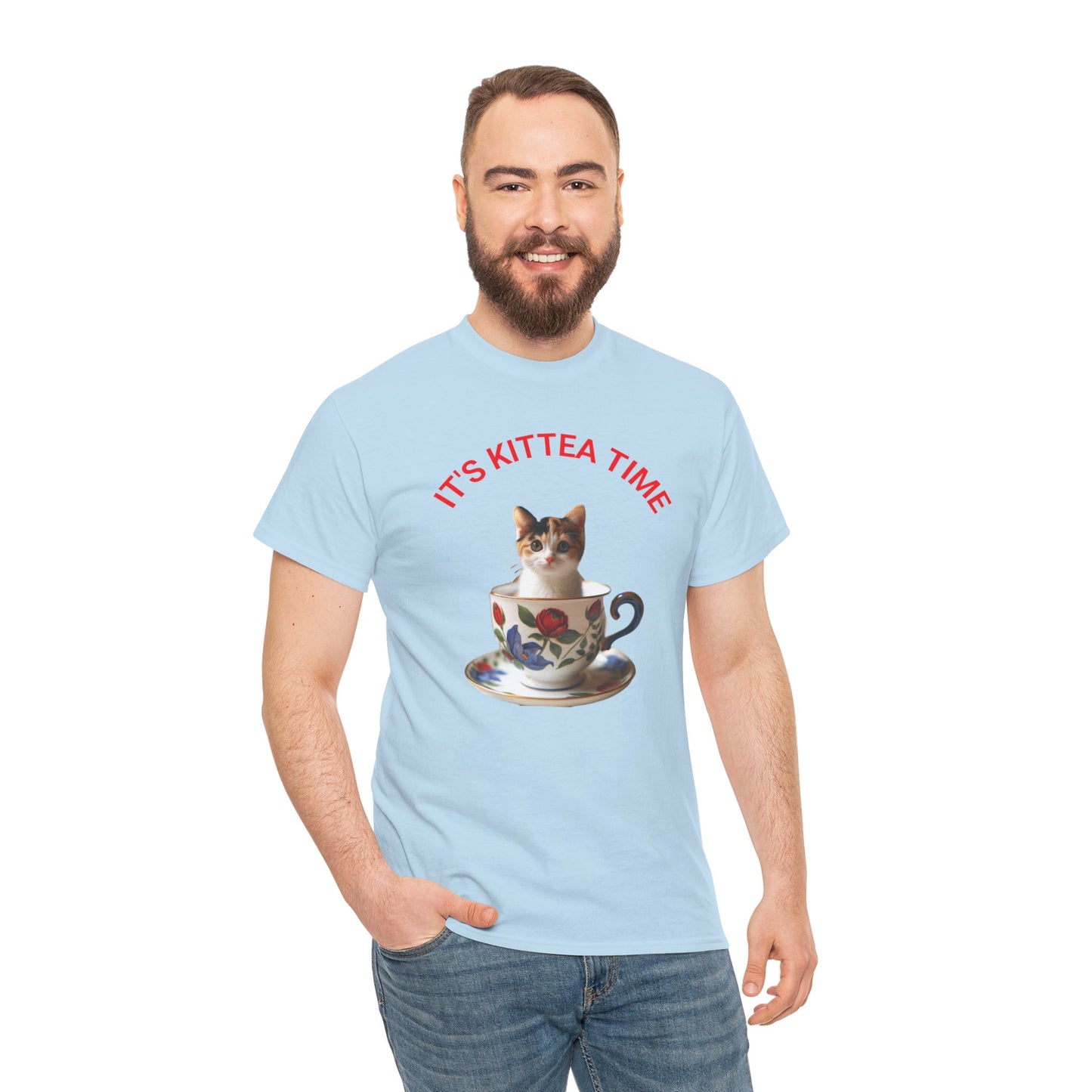 Funny Cat Lover Tee, It's Kittea Time Shirt, Unisex Cotton T-Shirt, Gift for Pet Owners, Animal Lover Apparel, Casual Wear