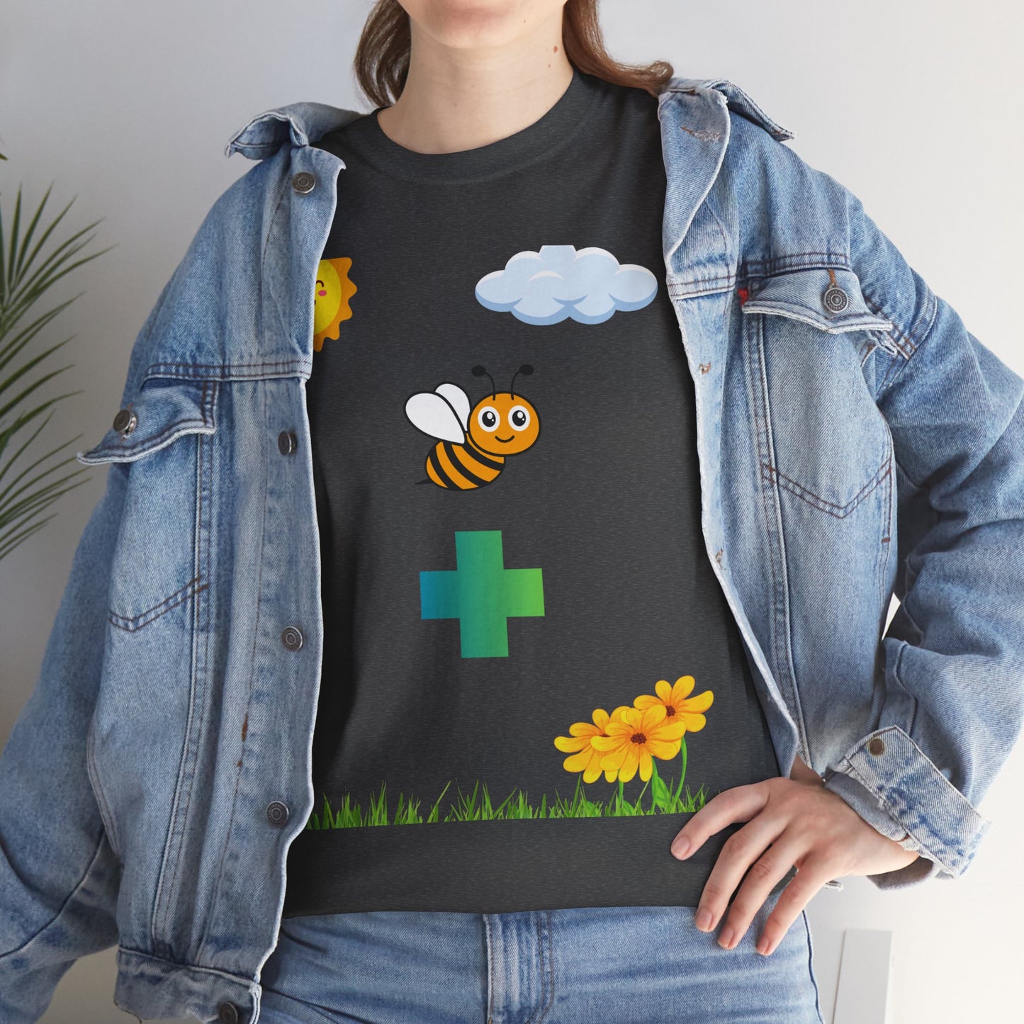 Cute be positive t-shirt. bee plus t-shirt