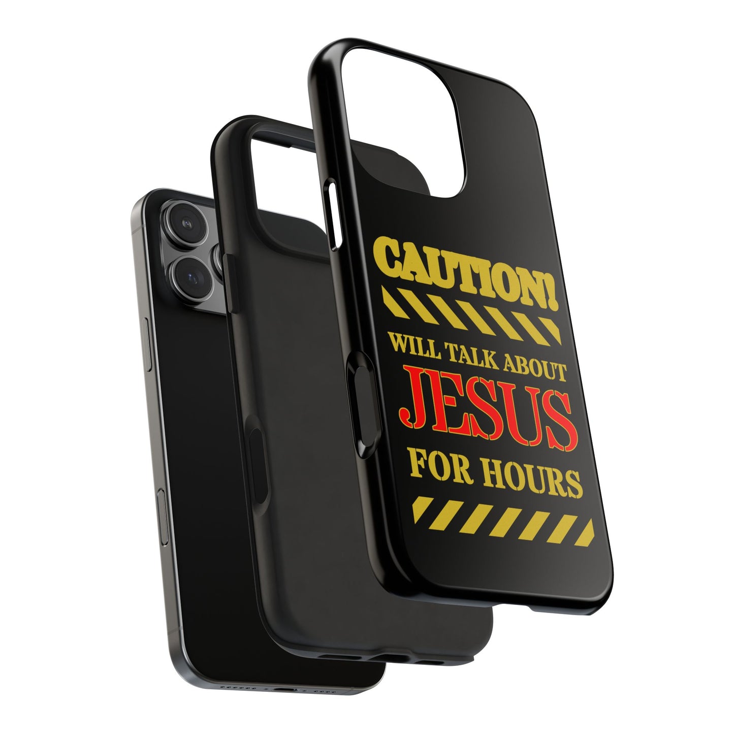 Caution Will Talk About Jesus for Hours iPhone compatible black Phone Case | Christian Phone Case