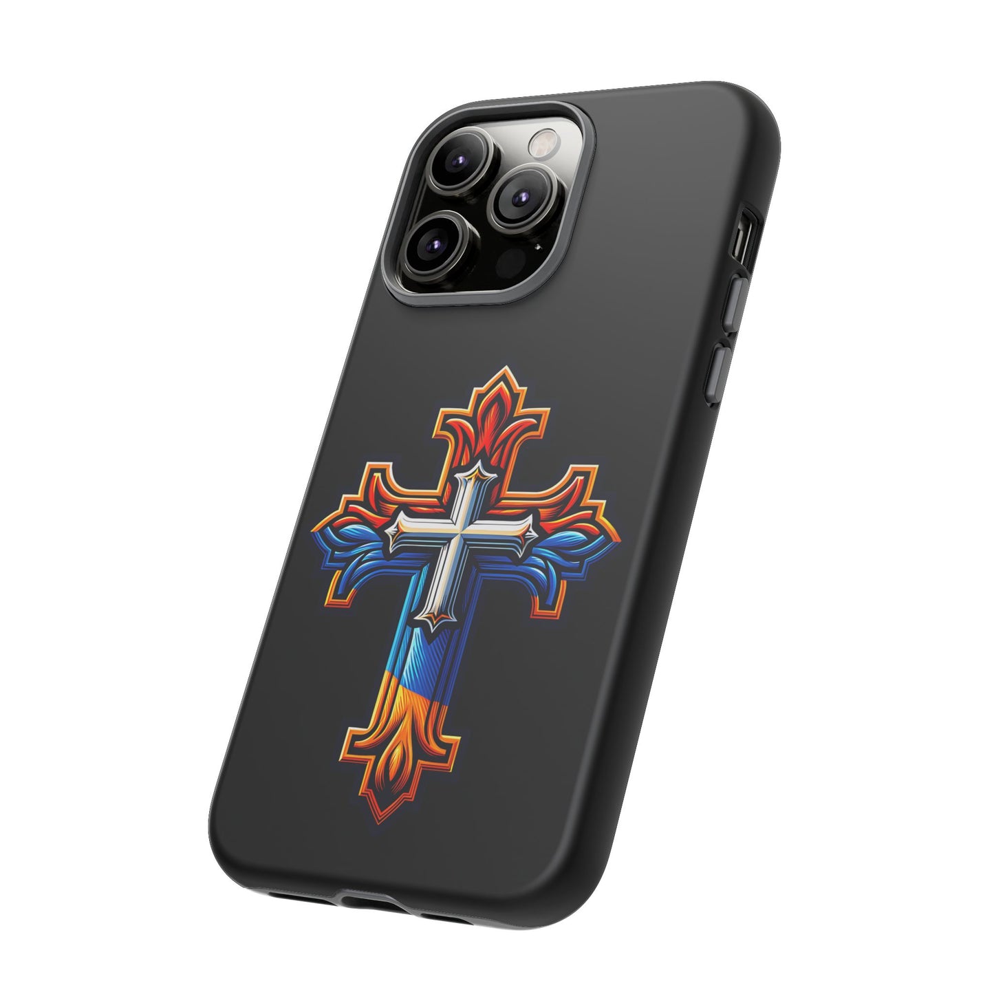 iPhone 16 iPhone 16 Pro iPhone 16 Pro Max iPhone 15 iPhone 15 Pro iPhone 15 Pro Max Armenian Cross phone case black, Christian phone case