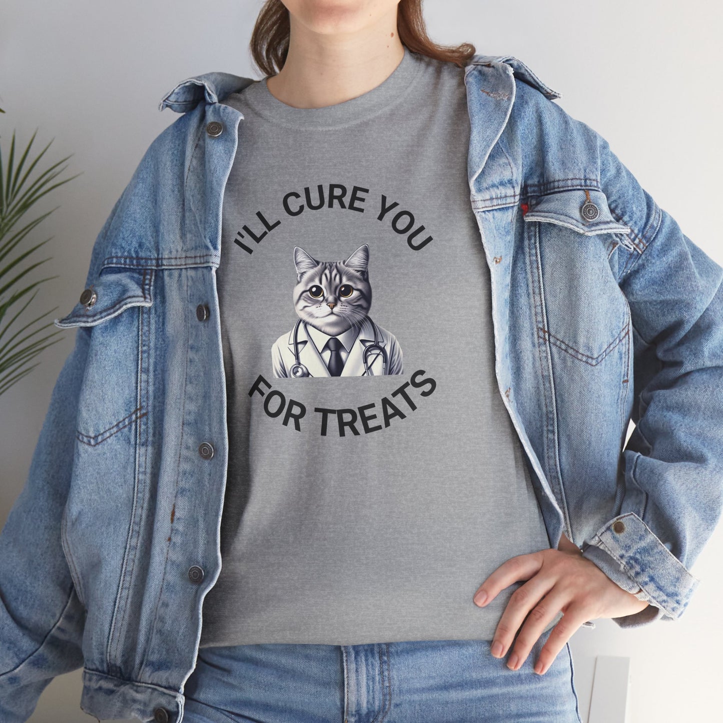 Cat Doctor Unisex Heavy Cotton Tee, Funny Cat Shirt for Pet Lovers, Gift for Vet Assistants, Casual Wear, Animal Lover's Tee