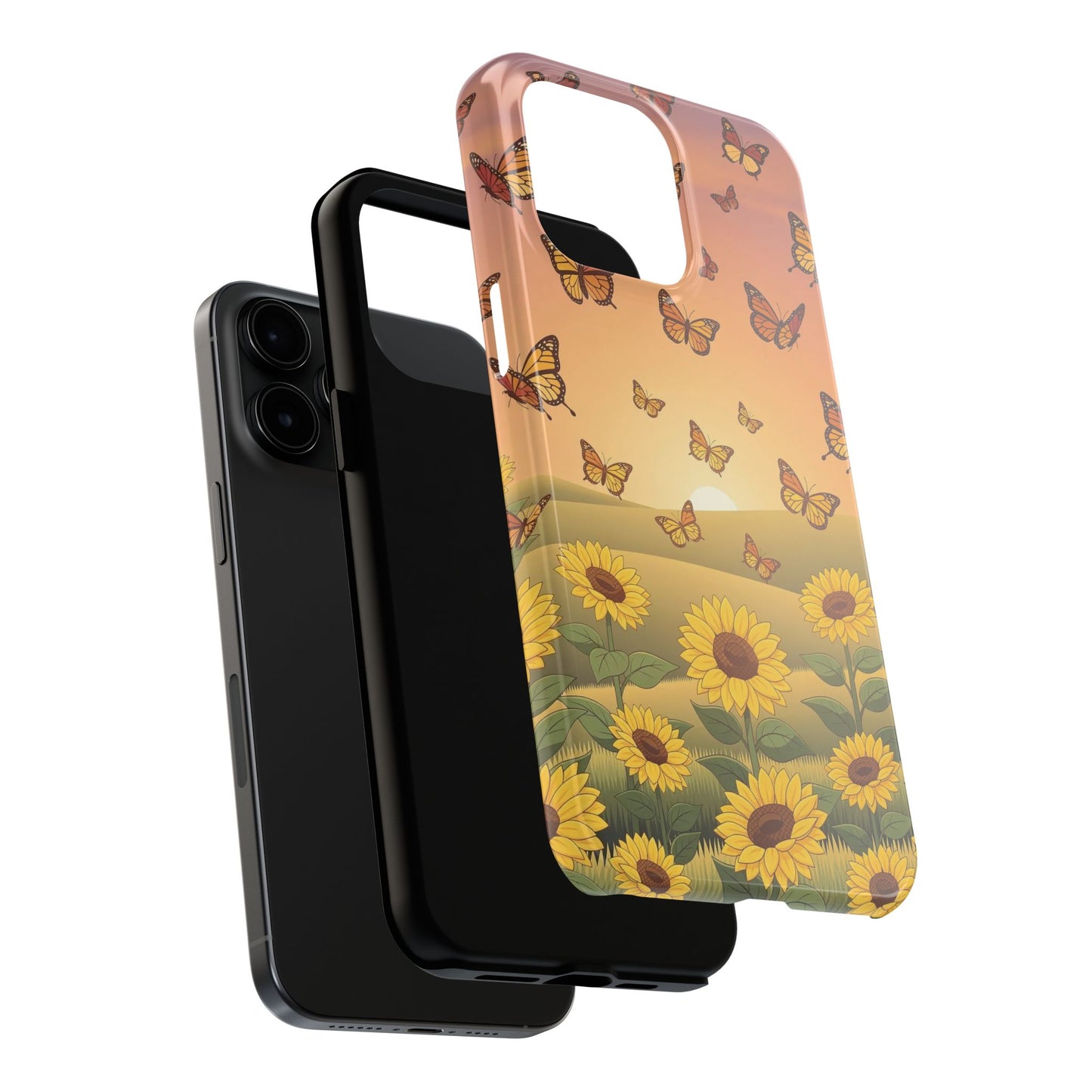 Sunflower Field Butterflies iphone compatible Phone Case | Tough Phone Case