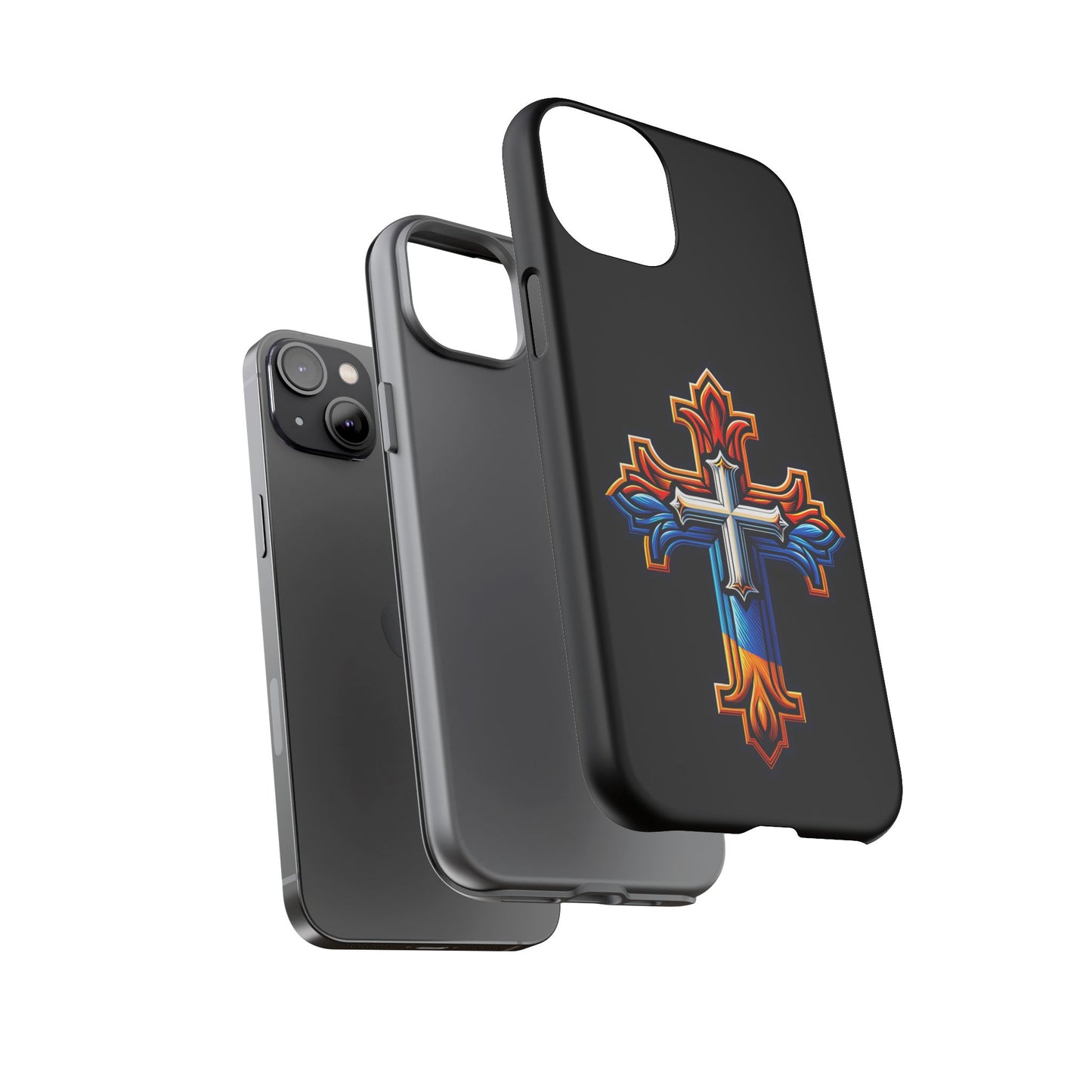 iPhone 16 iPhone 16 Pro iPhone 16 Pro Max iPhone 15 iPhone 15 Pro iPhone 15 Pro Max Armenian Cross phone case black, Christian phone case