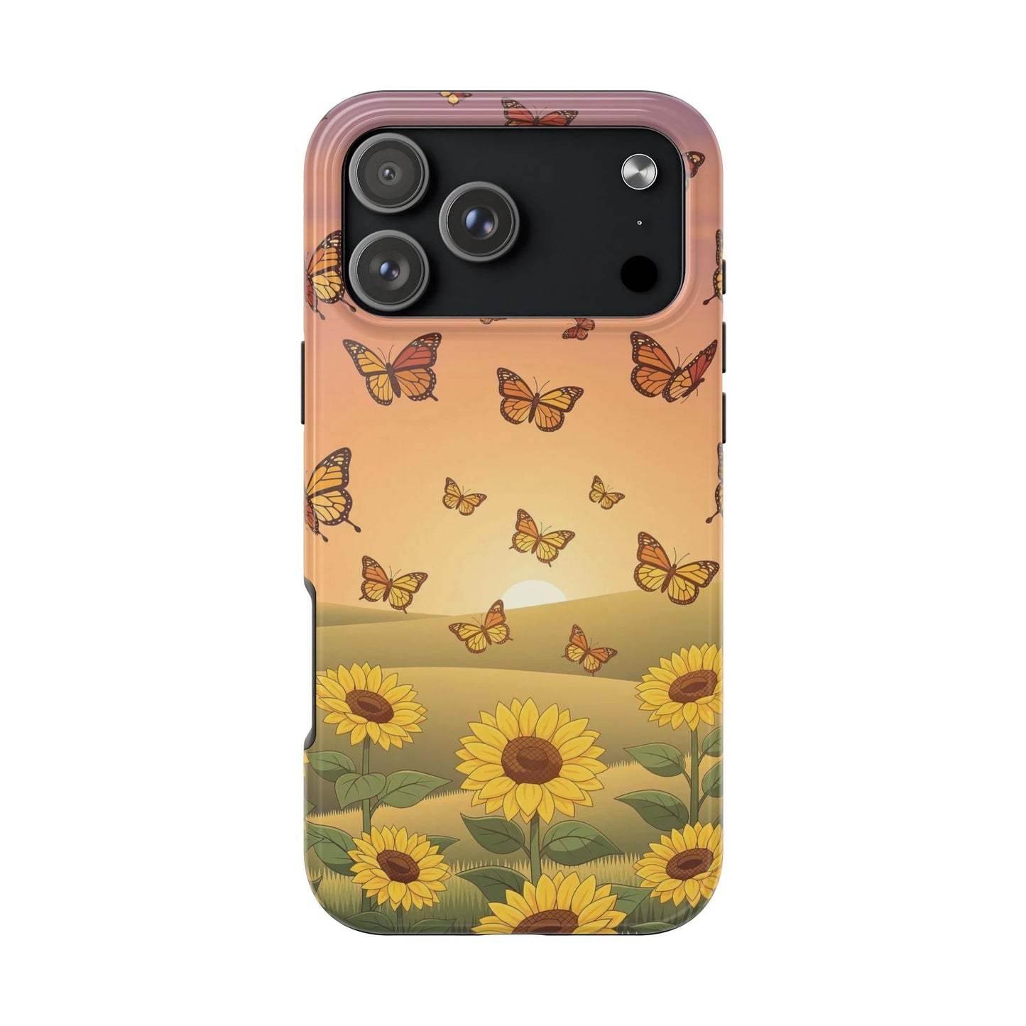 Sunflower Field Butterflies iphone compatible Phone Case | Tough Phone Case