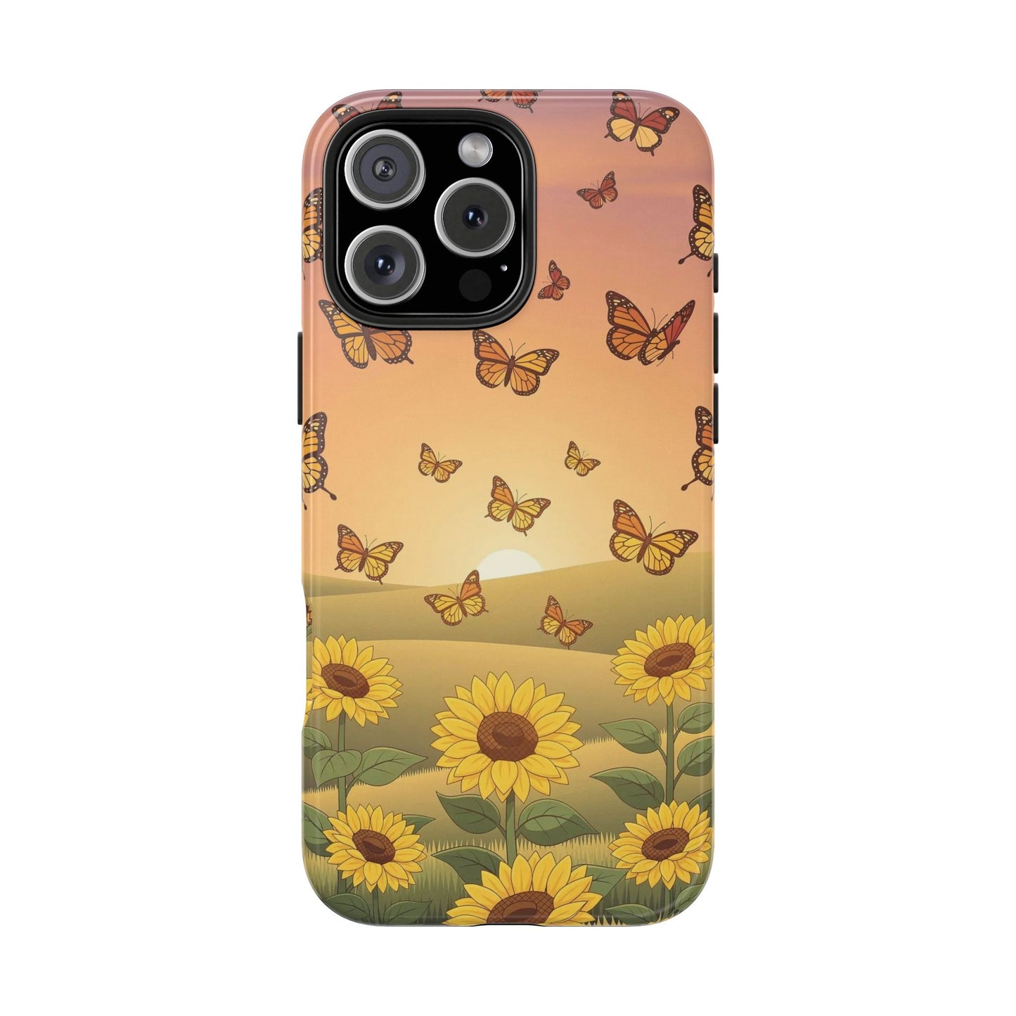 Sunflower Field Butterflies iphone compatible Phone Case | Tough Phone Case