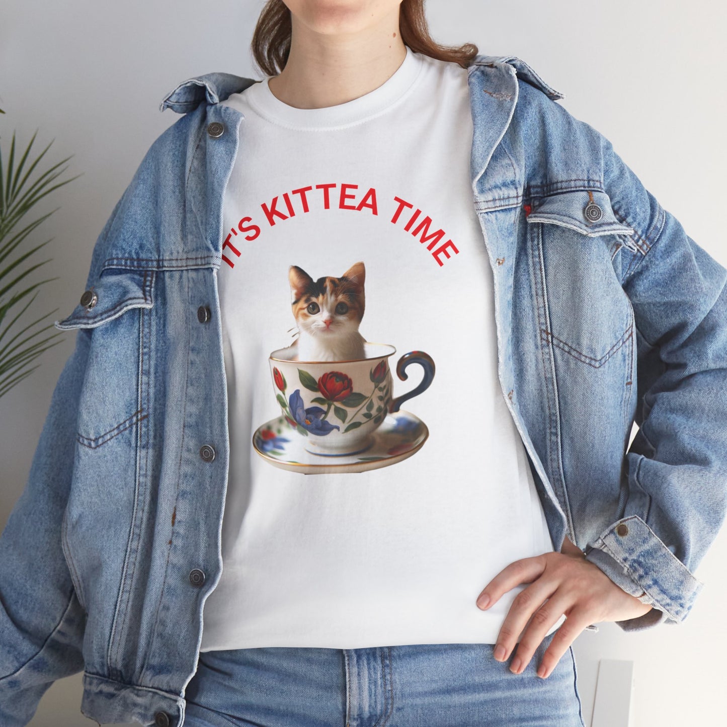 Funny Cat Lover Tee, It's Kittea Time Shirt, Unisex Cotton T-Shirt, Gift for Pet Owners, Animal Lover Apparel, Casual Wear