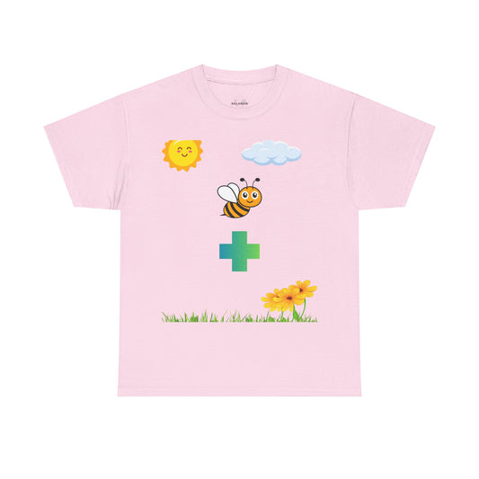 Cute be positive t-shirt. bee plus t-shirt