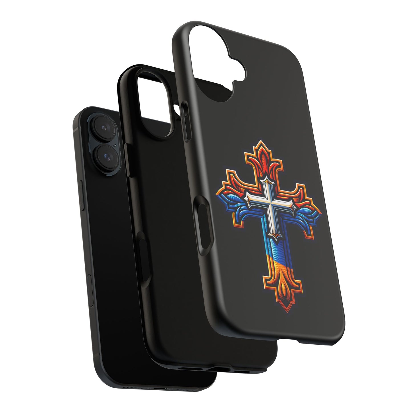 iPhone 16 iPhone 16 Pro iPhone 16 Pro Max iPhone 15 iPhone 15 Pro iPhone 15 Pro Max Armenian Cross phone case black, Christian phone case